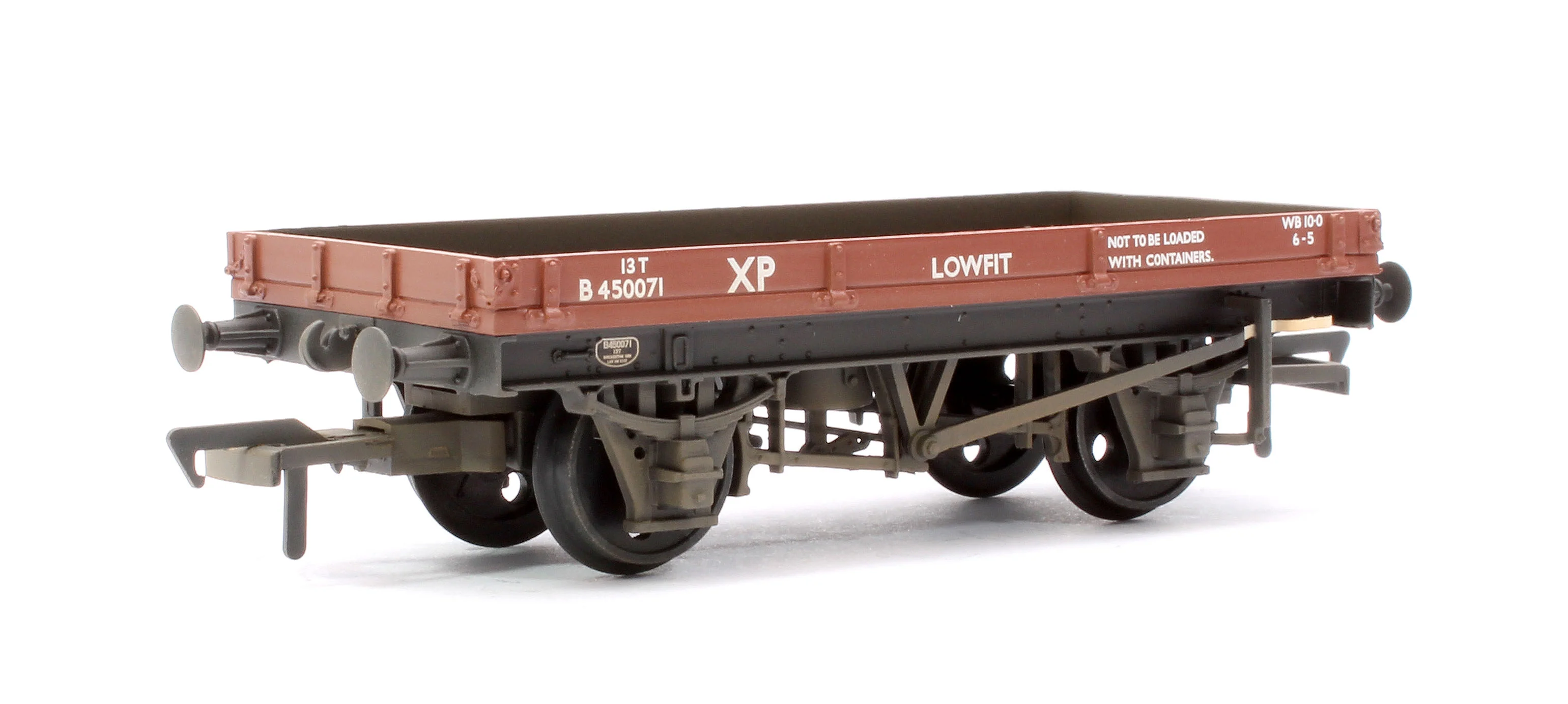37-477E 1 Plank 'Lowfit' Wagon BR Bauxite (Early) No.B450071 - Weathered