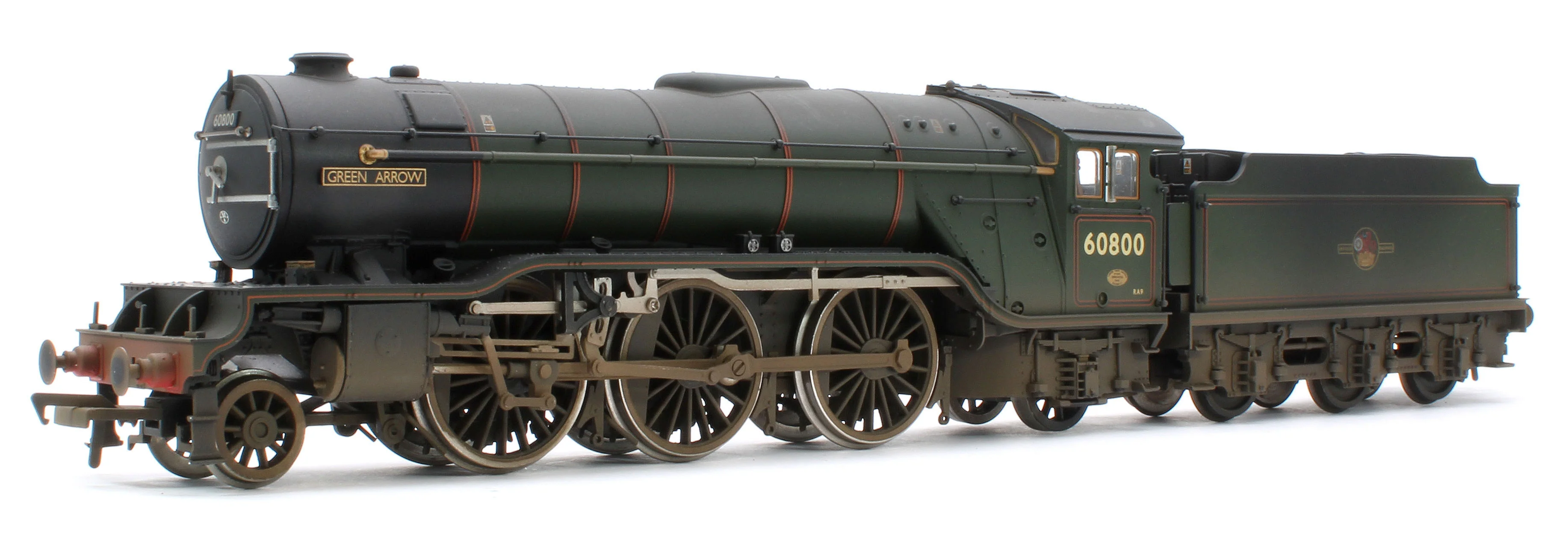 35-205NRMSFW Bespoke Weathered 'Green Arrow' BR Lined Green (Late Crest) Class V2 2-6-2 No.60800 Steam Locomotive - DCC Sound