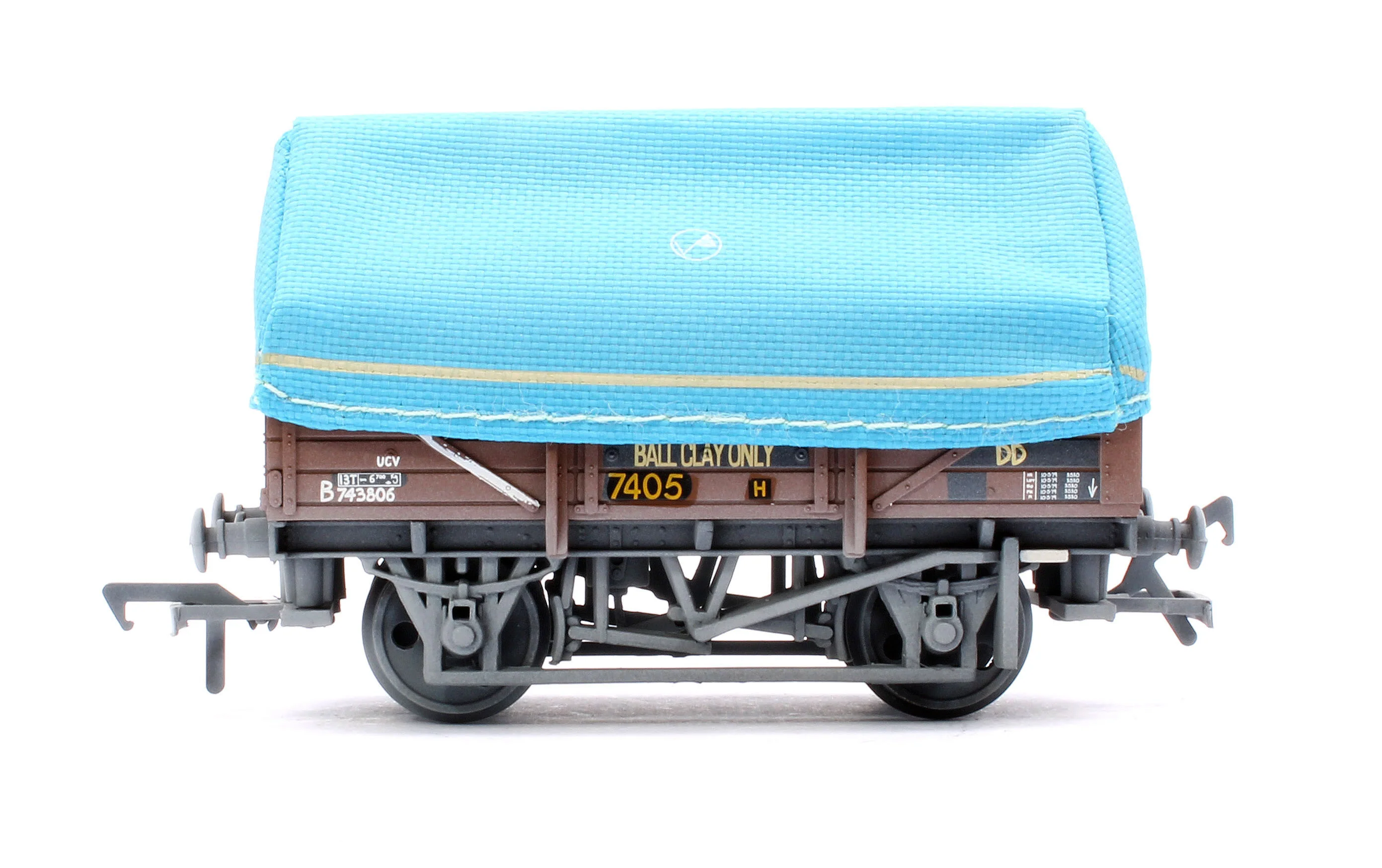 33-085C 5 Plank China Clay Wagon BR Bauxite (TOPS) With Hood B743806 - Weathered - Image 2