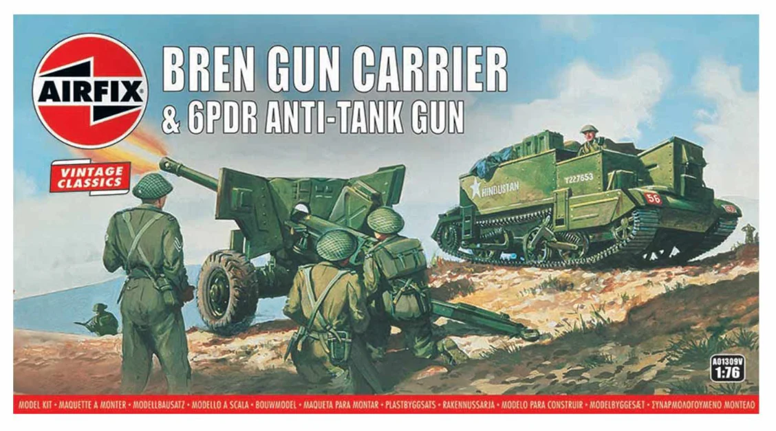 A01309V Bren Gun Carrier & 6PDR Anti-Tank Gun Model Kit
