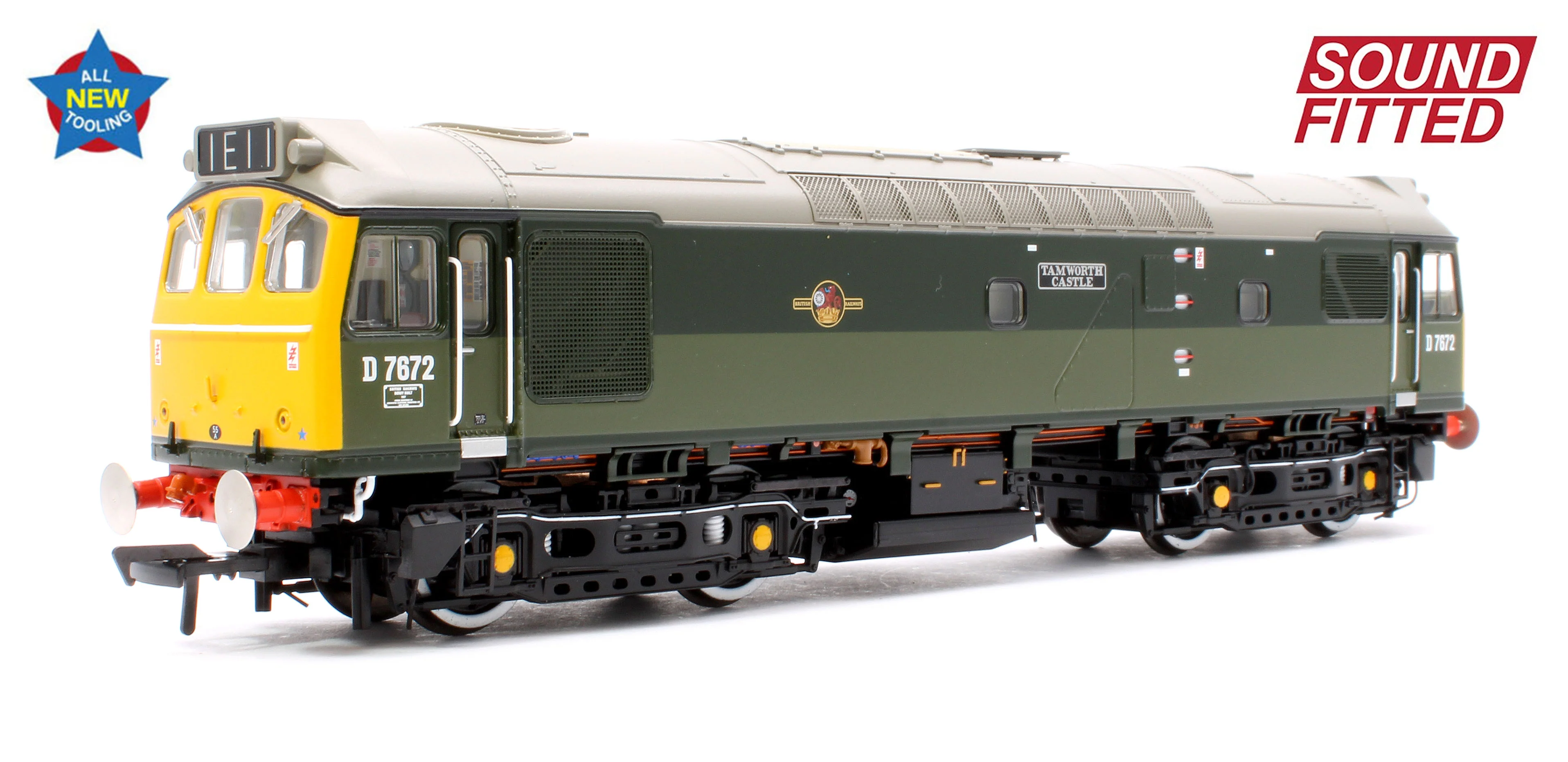 32-334SF Class 25/3 D7672 'Tamworth Castle' BR Two-Tone Green (Full Yellow Ends) - DCC Sound