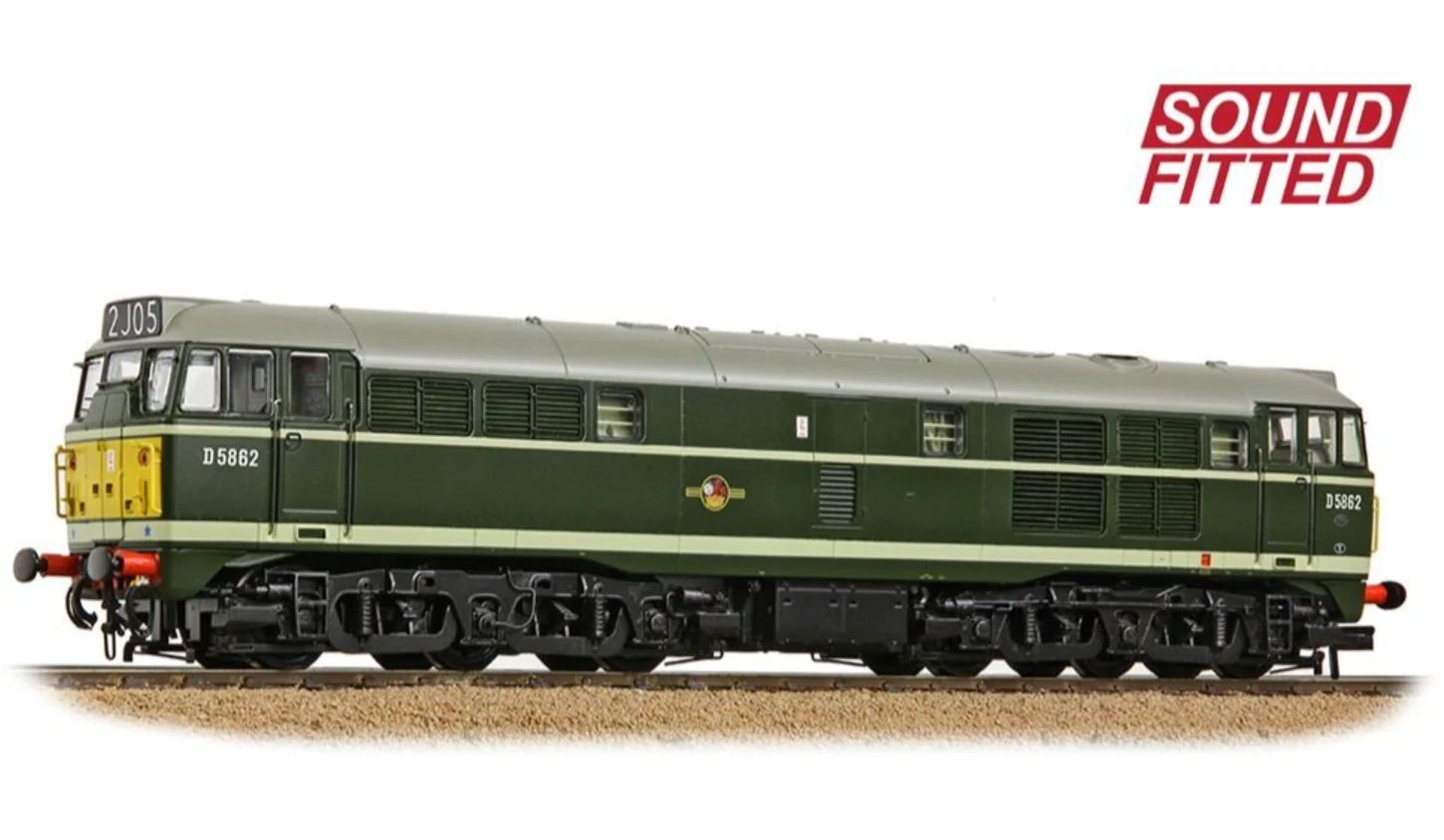 35-802ASF Class 30 D5862 BR Green (Small Yellow Panels) Diesel Locomotive - DCC Sound