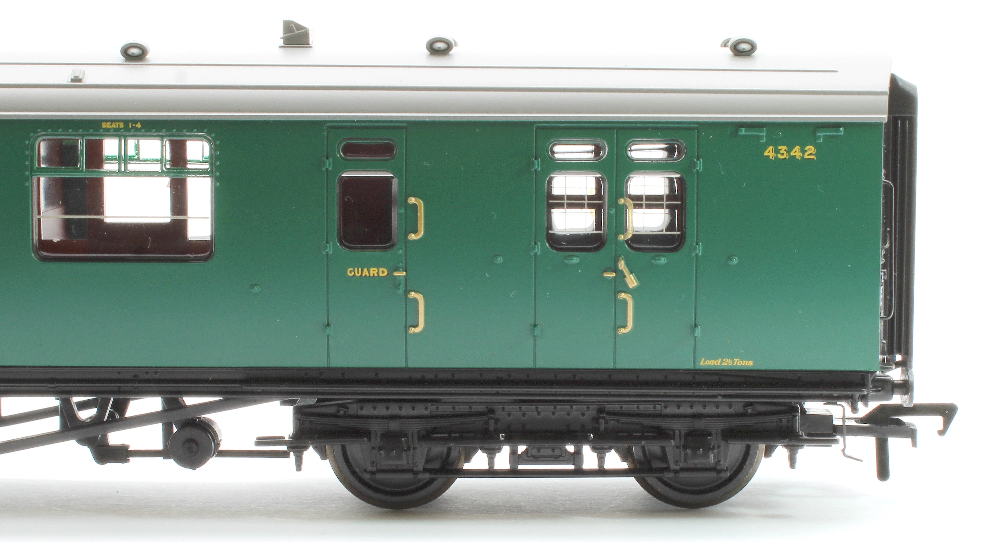 34-725A SR Bulleid Brake Third Semi-Open 10'' Vents SR Malachite Green No.4342 - Image 4