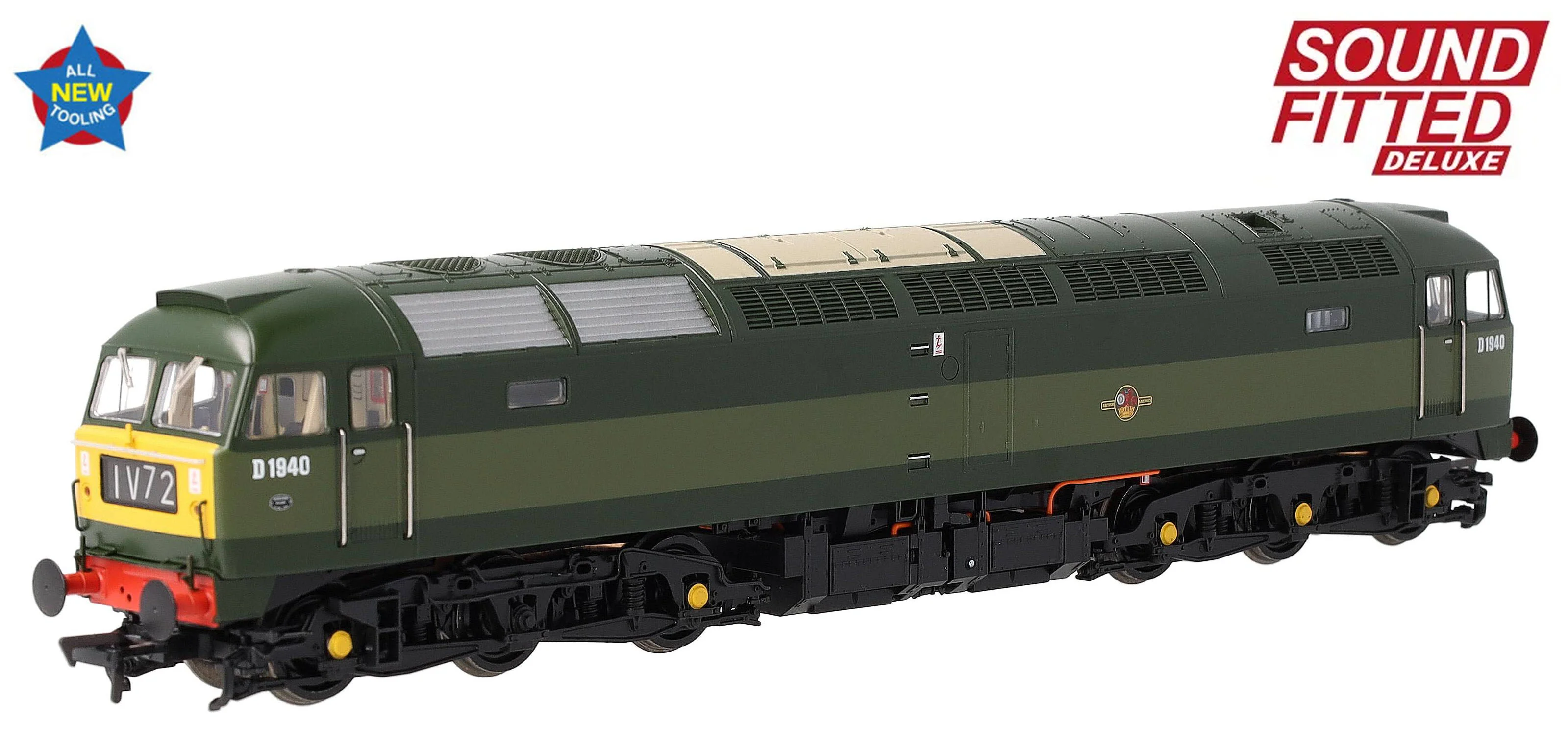 35-410BSFX Class 47/0 D1940 BR Two-Tone Green (Small Yellow Panels) Diesel Locomotive - DCC Sound Deluxe