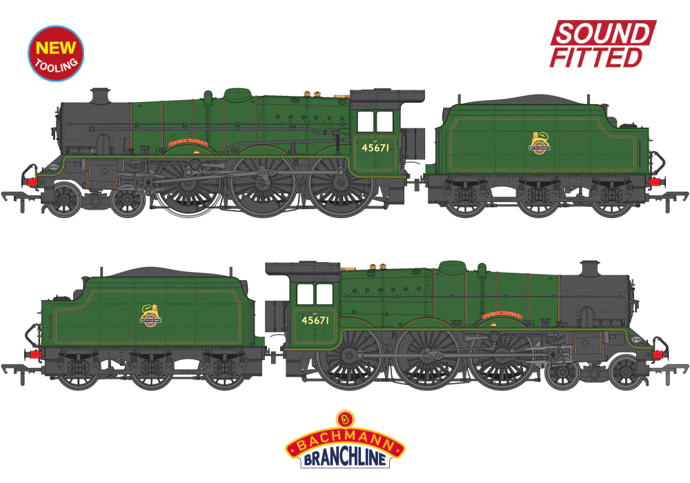 35-976SF LMS Jubilee with Riveted Stanier Tender 45671 'Prince Rupert' BR Lined Green (Early Emblem) Steam Locomotive - DCC Sound