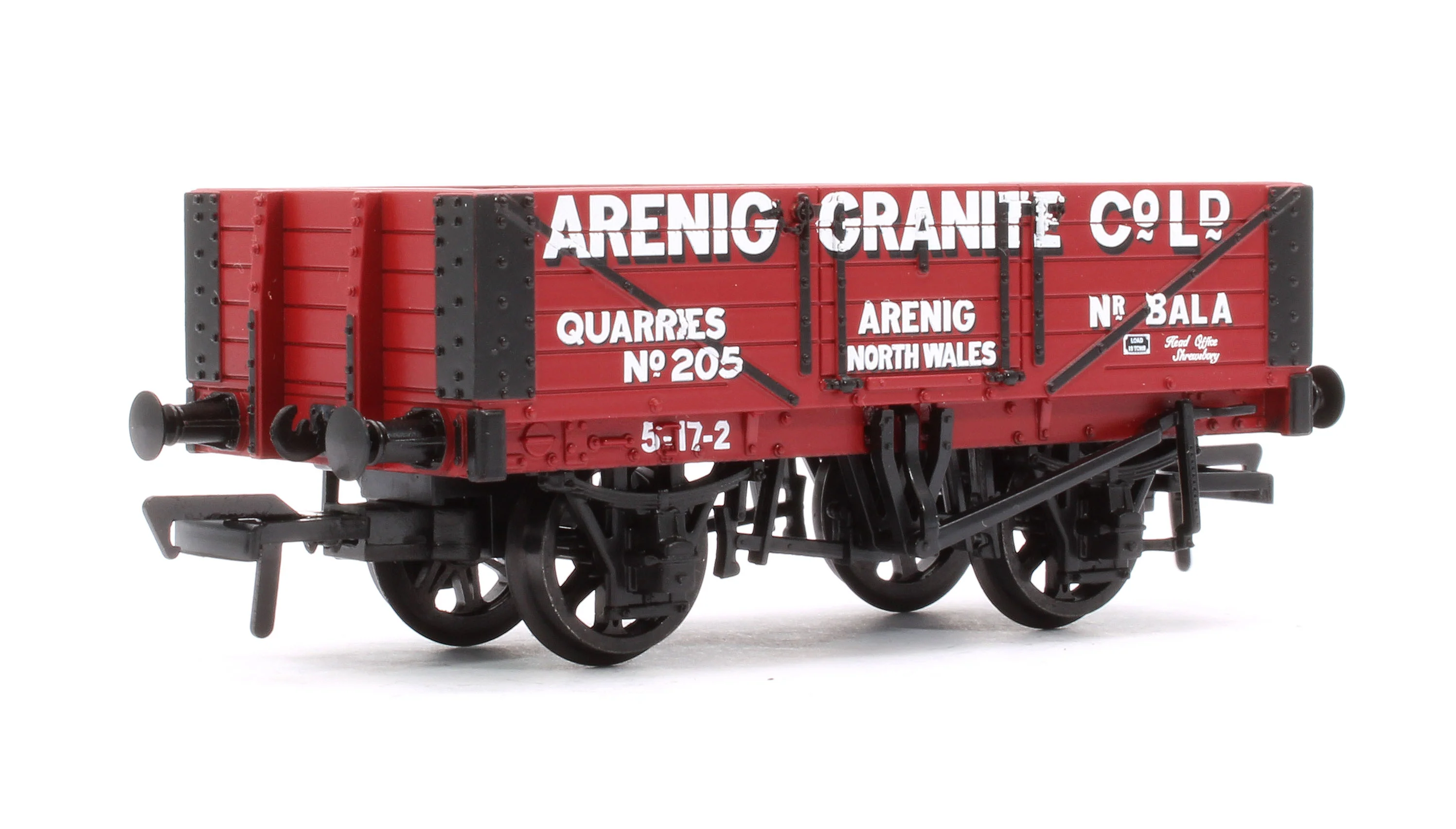 37-026B 5 Plank Wagon Steel Floor 'Arenig Granite Co. Ltd.' Red No.205