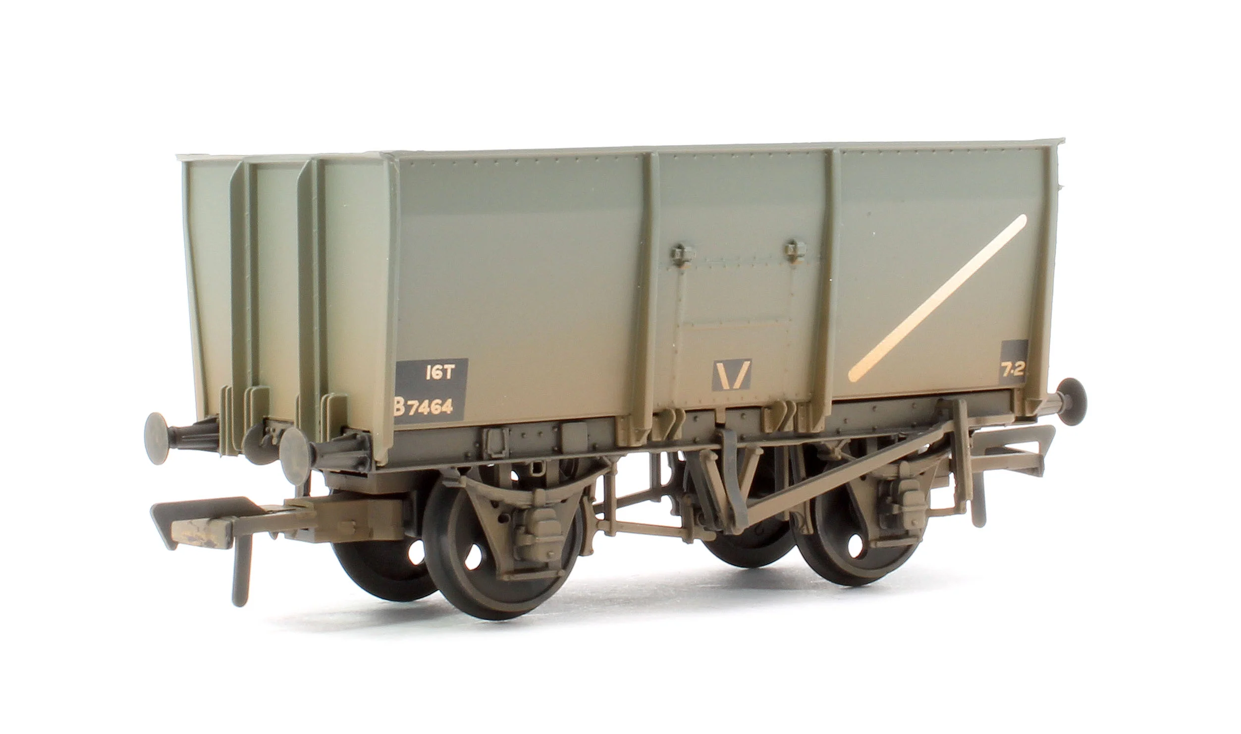 37-450D 16T Steel Slope-Sided Mineral Wagon Rivetted Doors BR Grey B7464 - Weathered - Image 3