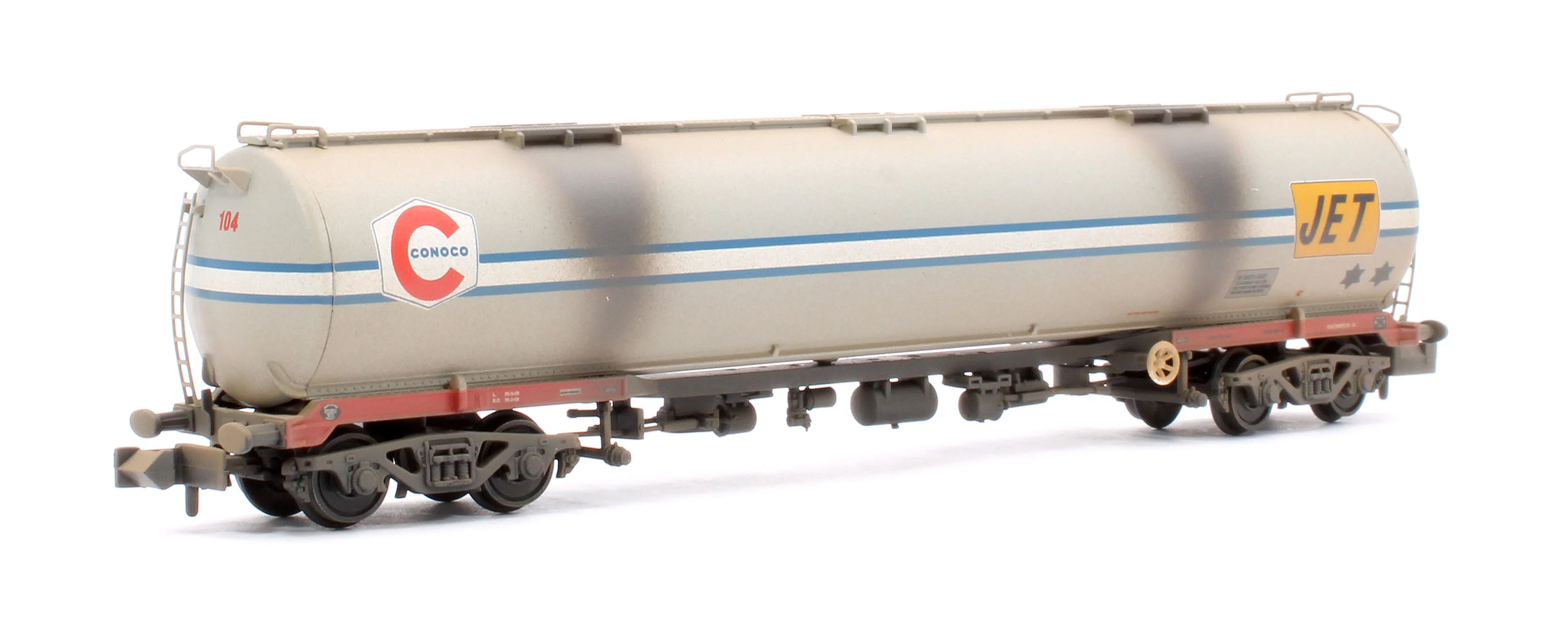 373-563A BR 102T TEA Bogie Tank Wagon 'Conoco/Jet' Grey No. 104 - Weathered - Image 3