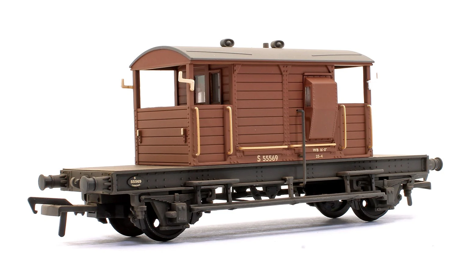 38-402B SR 25T 'Pill Box' Brake Van Right-Hand Duckets BR Bauxite (Early) 55569 - Weathered