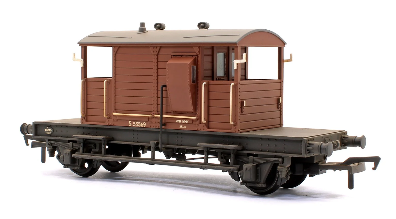 38-402B SR 25T 'Pill Box' Brake Van Right-Hand Duckets BR Bauxite (Early) 55569 - Weathered - Image 3