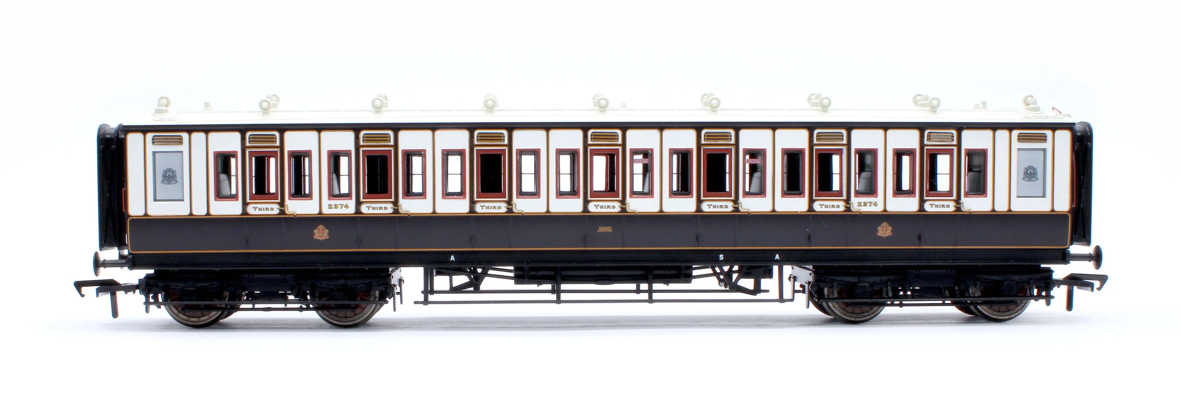 39-870A LNWR 50ft Arc Roof Third Corridor LNWR Dark Claret & White No.2374 - Image 2