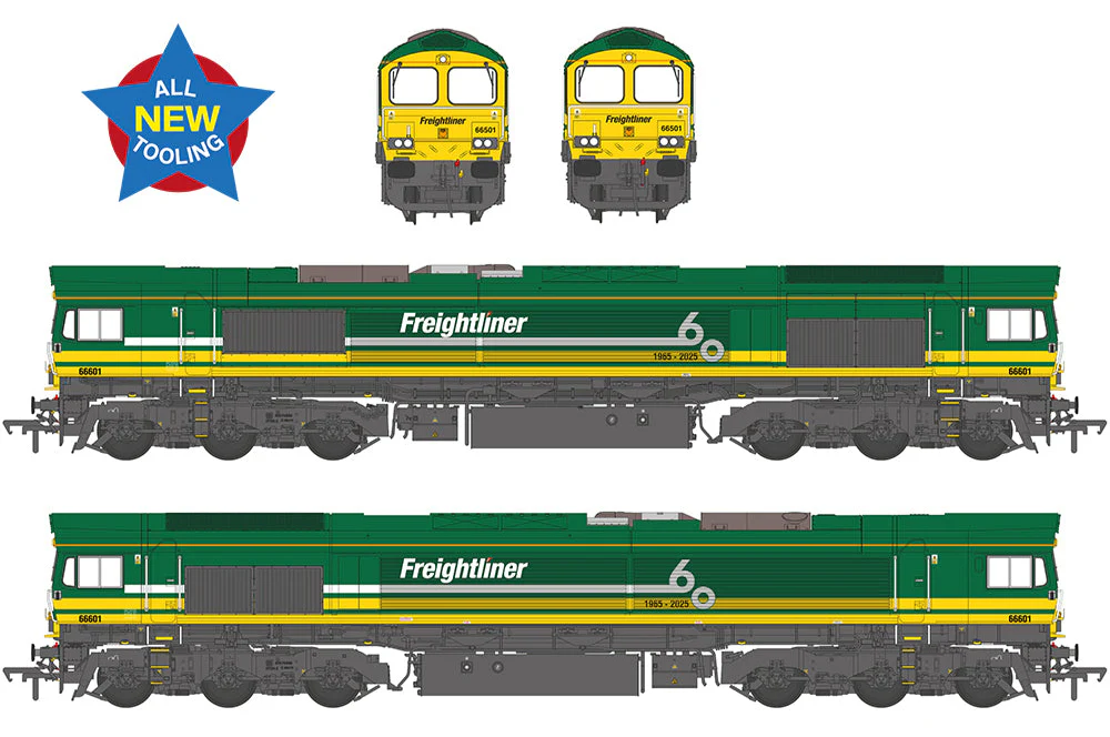 50-012 Class 66/6 66601 Freightliner 60 1965-2025 Freightliner Green Diesel Locomotive