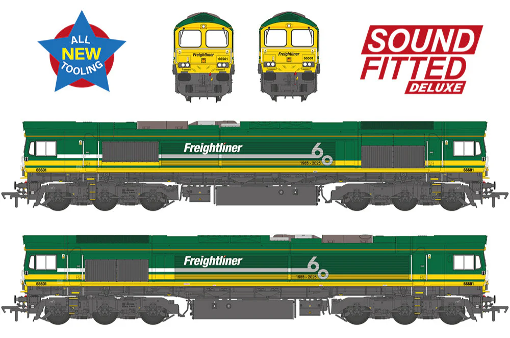 50-012SFX Class 66/6 66601 Freightliner 60 1965-2025 Freightliner Green Diesel Locomotive - Deluxe DCC Sound