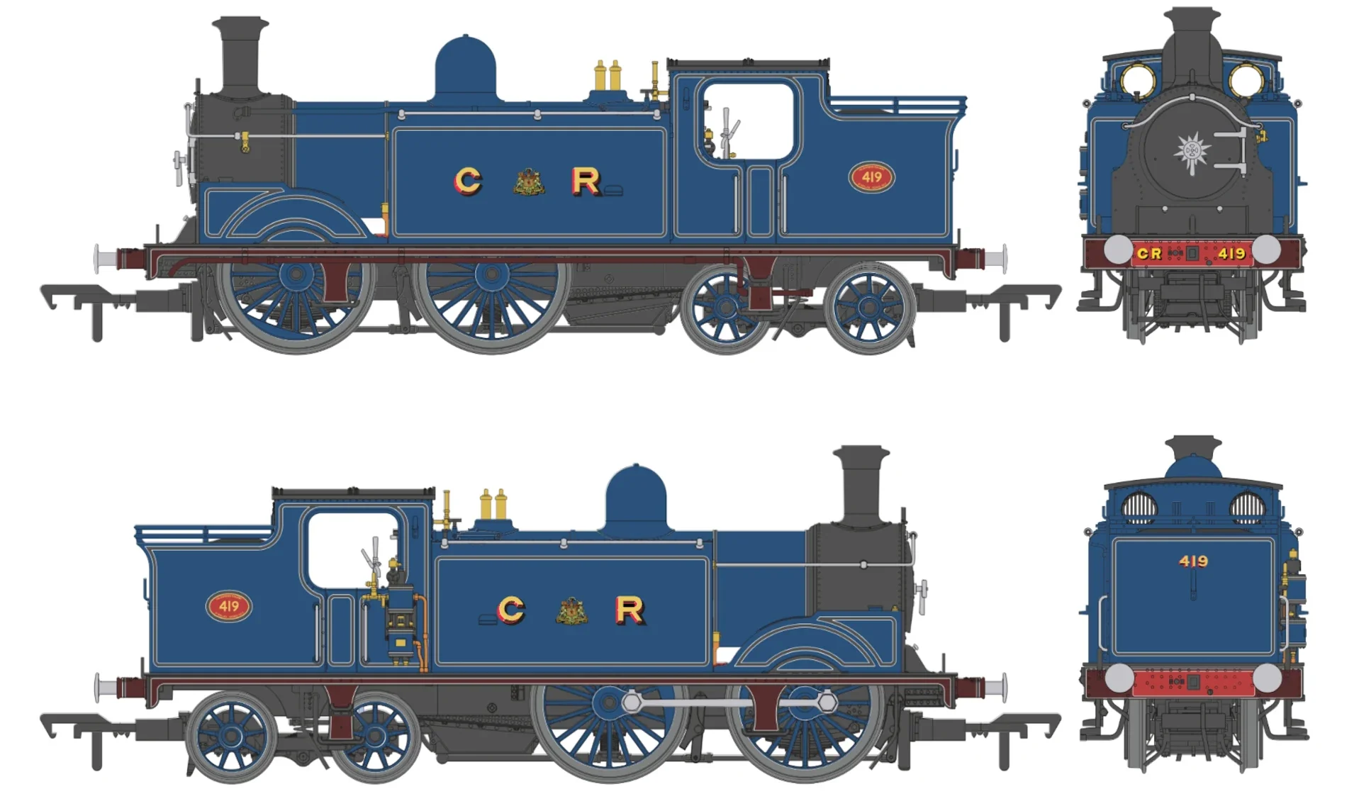 50-172ZSFX Class 439 Caledonian 0-4-4T 419 CR Lined Dark Blue (1975 Cavalcade Condition) Steam Locomotive - DCC Sound Deluxe - Image 2