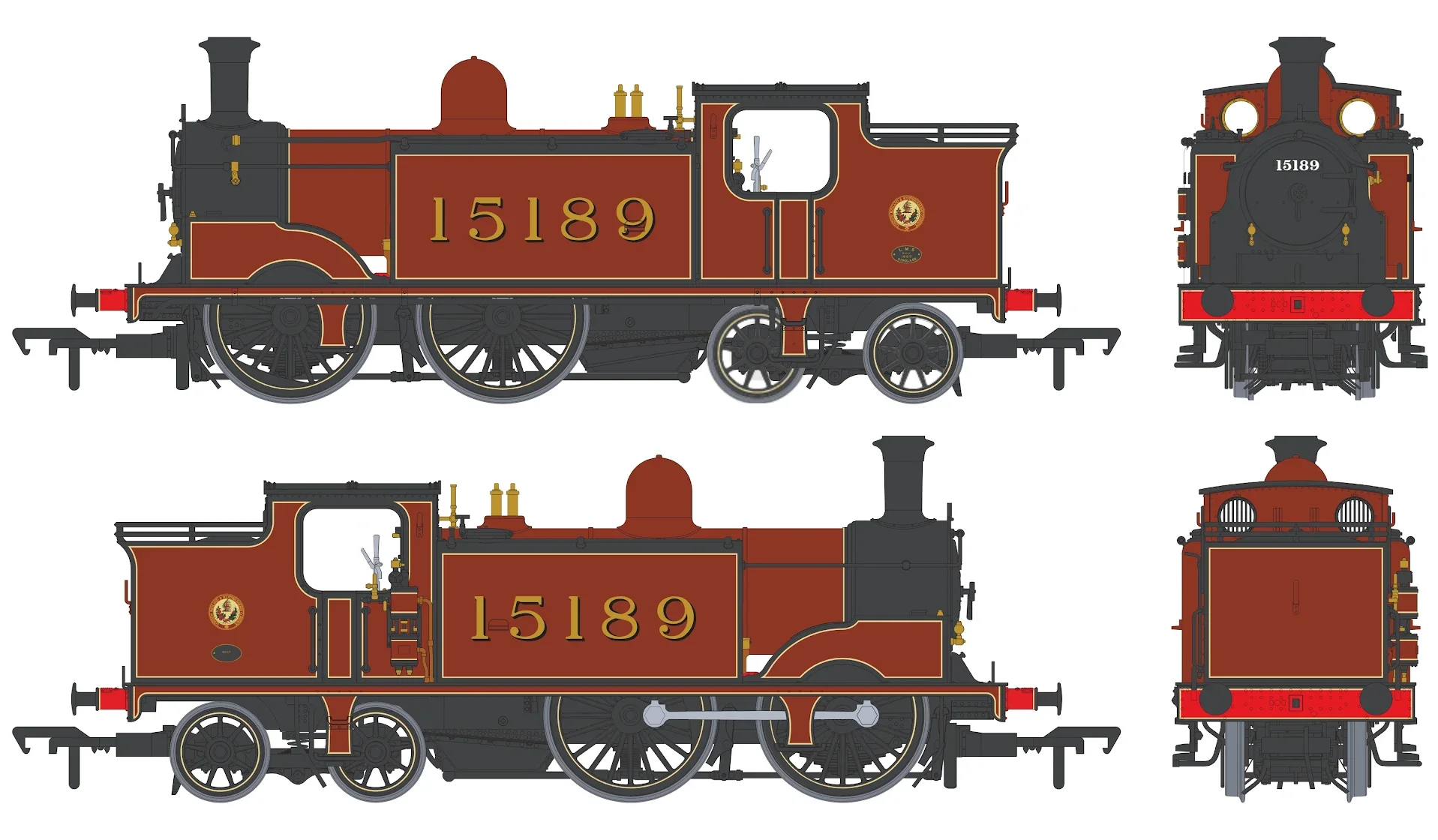50-173ZSF Class 439 Caledonian 0-4-4T 15189 LMS Lined Crimson (As Preserved) Steam Locomotive - DCC Sound - Image 2