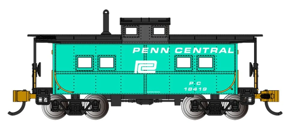 16866 Northeast Steel Caboose - Penn Central-Jade Grn With Blk Roof