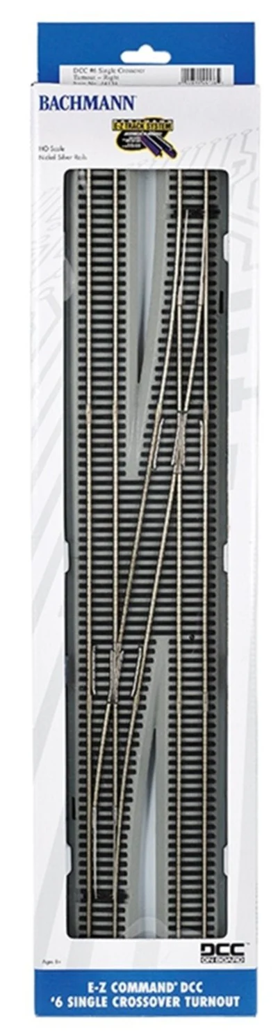 44138 E-Z Command DCC #6 Single Crossover Turnout - Right (1 box)