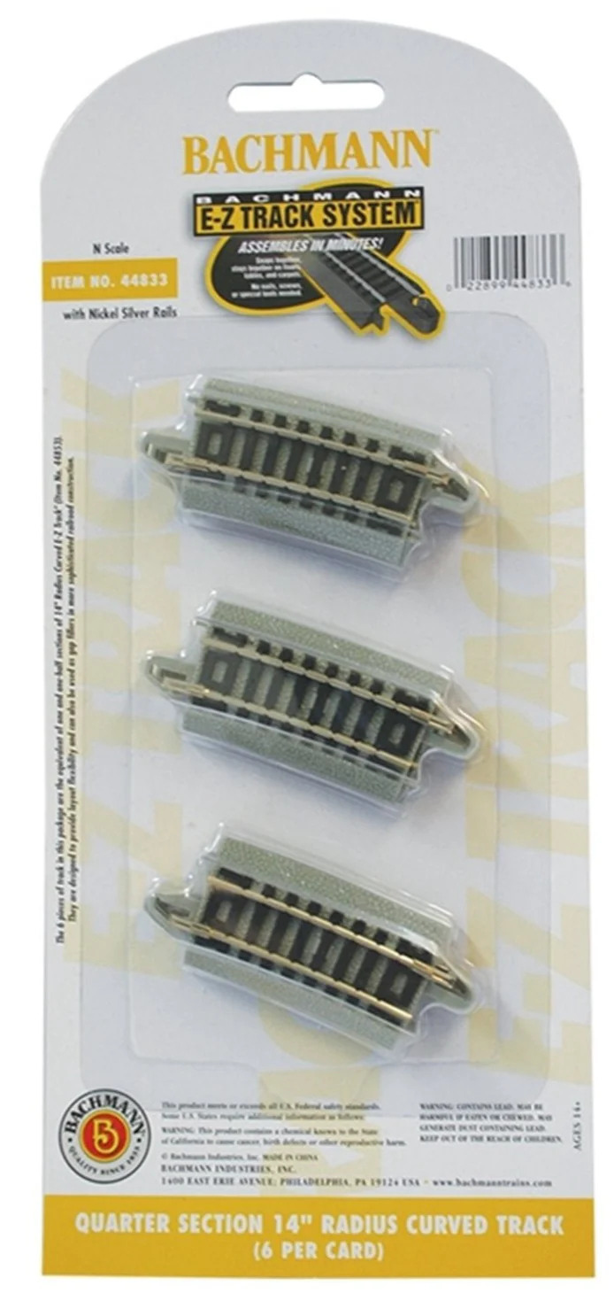 44833 Quarter Section 14" Radius Curved Track (6/Card)