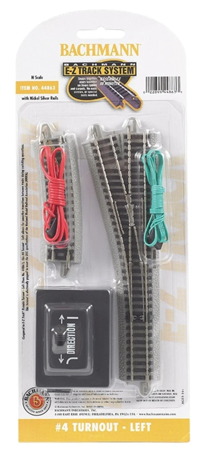 44863 Nickel Silver #4 Turnout - Left (1/Card)
