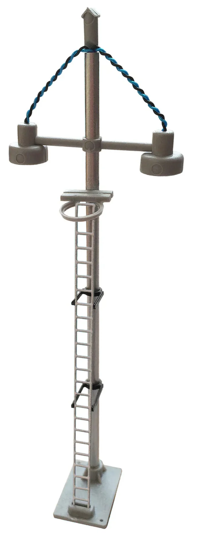 BL18S Double Bowl Head Tall Yard Lamp (Silver Ladder) Yellow LED