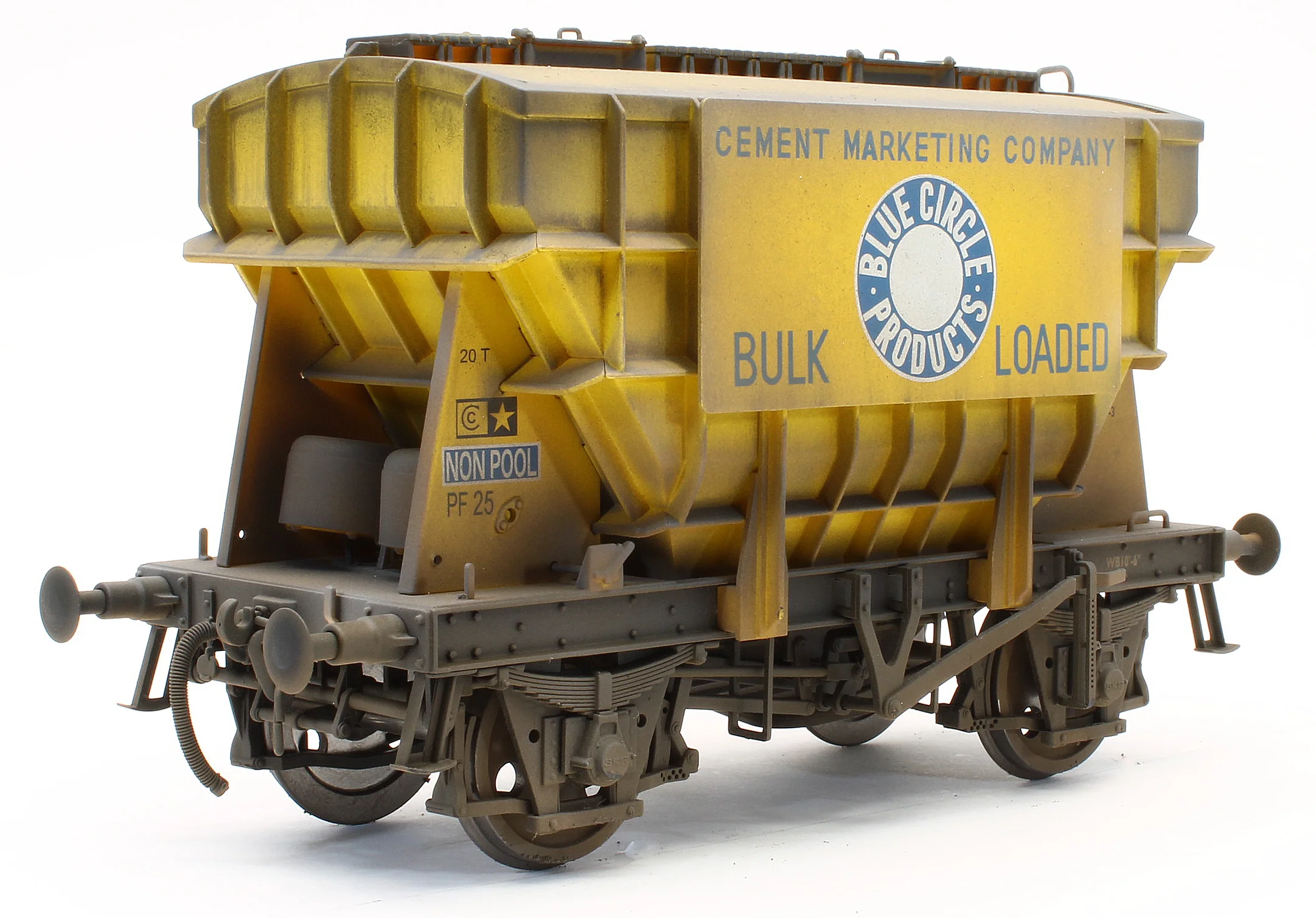E3003UHW Bespoke Weathered Presflo Wagon 'Blue Circle' Yellow Un-Numbered - Heavy Finish - Image 3