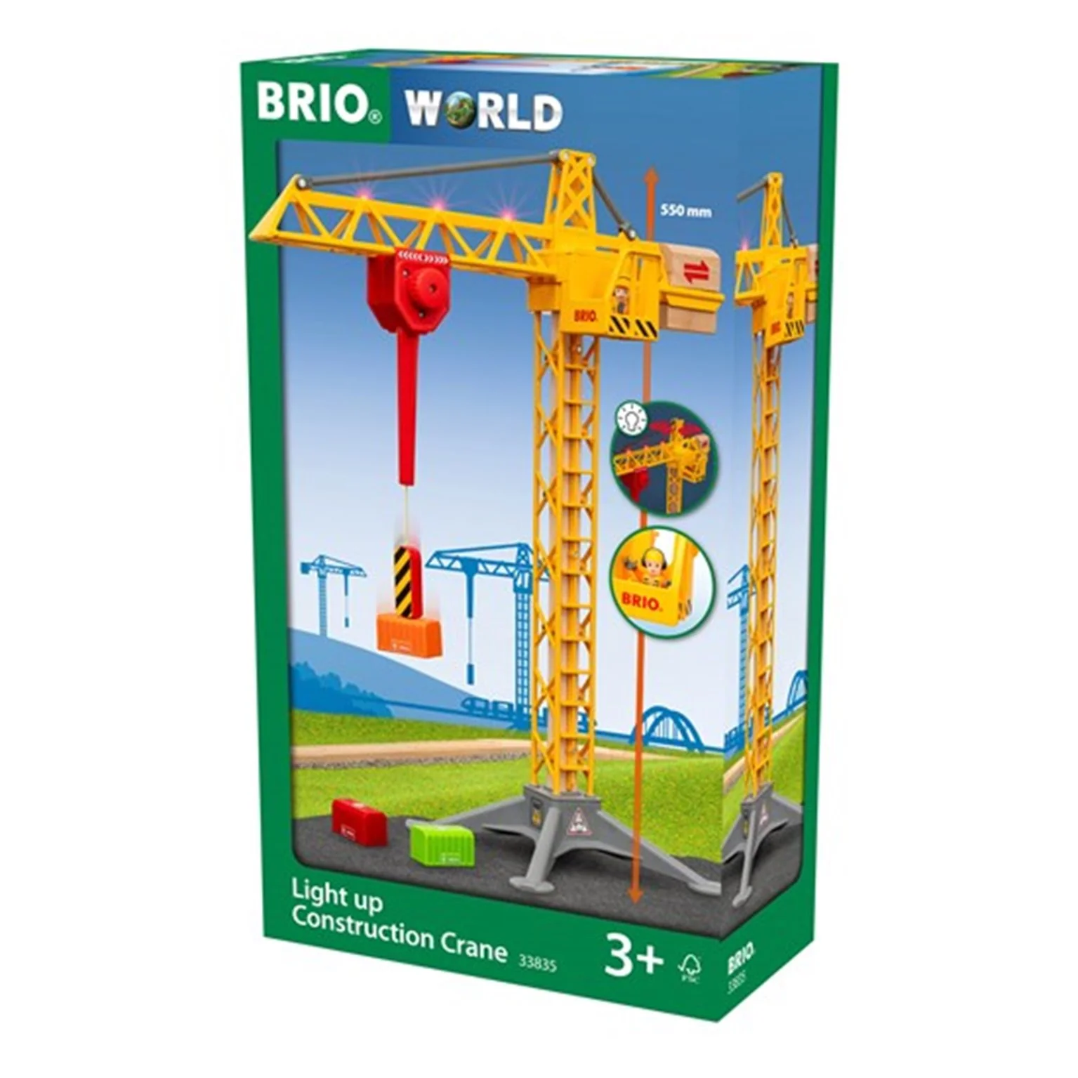 33835 BRIO WORLD - Light Up Construction Crane - Image 3