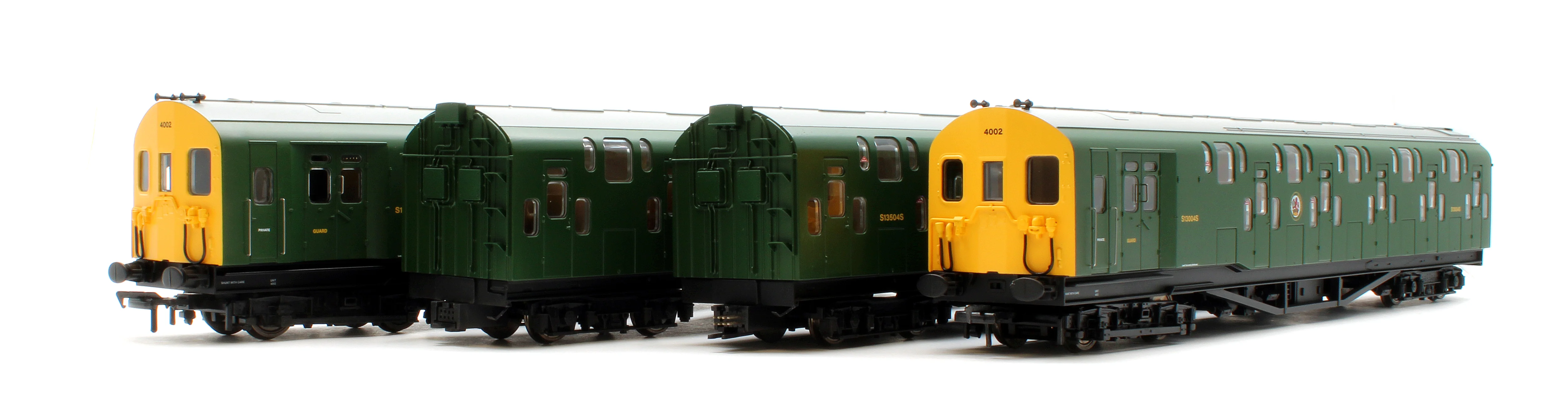 KRM-4DD-OO-F-2-G2 Bulleid Class 4DD Double Decker 4 Car EMU 4002/4902 BR Green with Full Yellow Ends - DCC Fitted