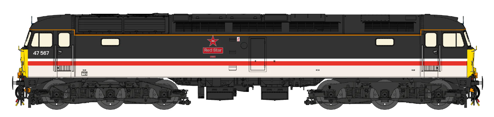 CM-47567-ICM-SFW Highly Detailed Premium Weathered Class 47 Intercity Mainline 'Red Star' No.47567 Diesel Locomotive - DCC Sound