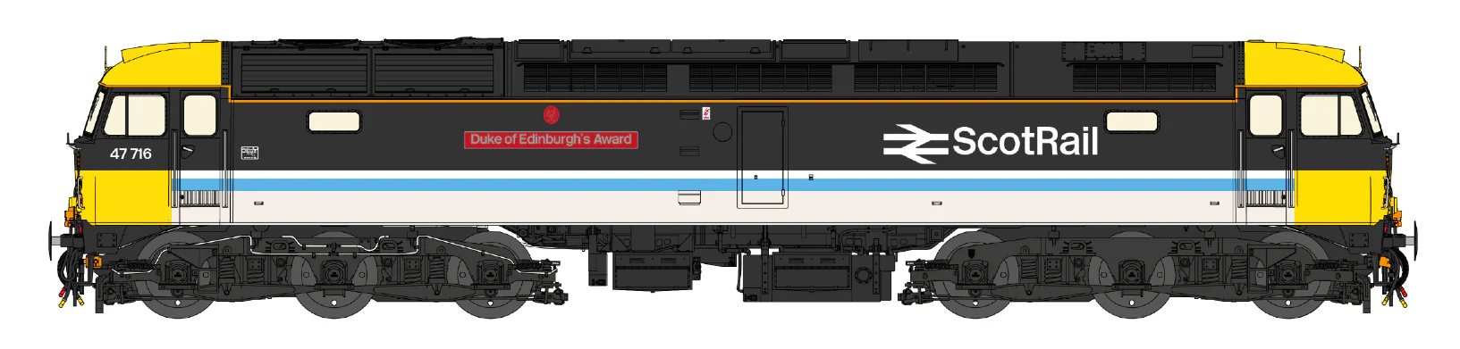 CM-47716-SRW Highly Detailed Premium Weathered Class 47 ScotRail 'Duke of Edinburgh's Award' No.47716 Diesel Locomotive