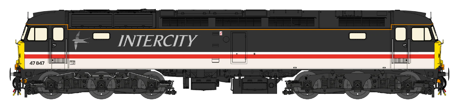 CM-47847-ICS-SFW Highly Detailed Premium Weathered Class 47 Intercity Swallow No.47847 Diesel Locomotive - DCC Sound