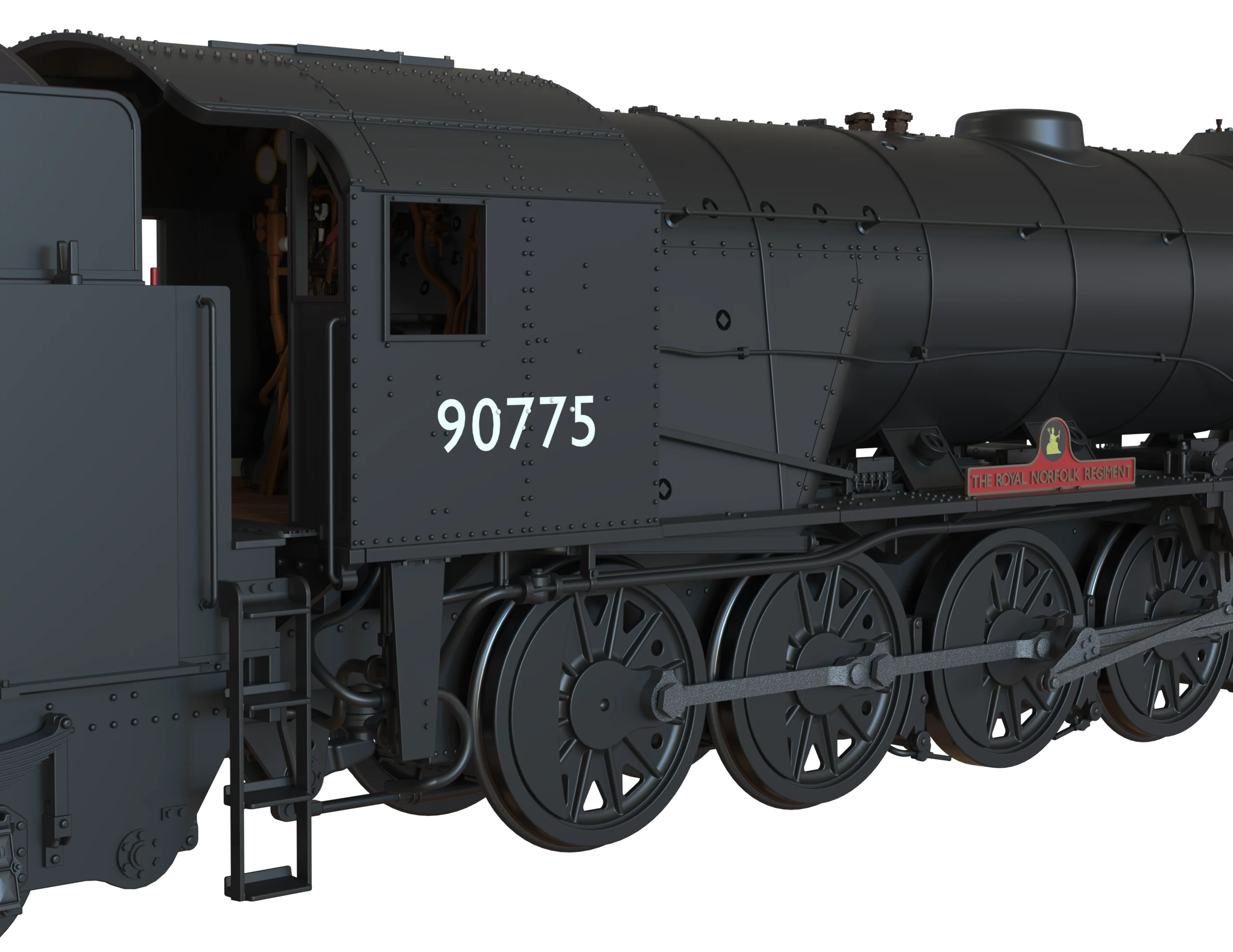 C1005ZS WD Austerity 2-10-0 'The Royal Norfolk Reg' BR Black Early Crest No.90775 Steam Locomotive - DCC Sound - Image 8