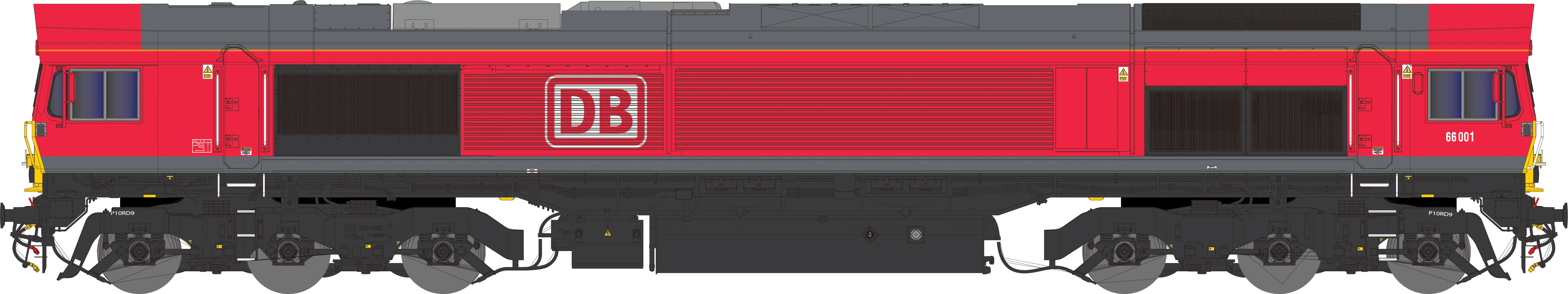 2D-066-001 Class 66 66001 DB Red Diesel Locomotive