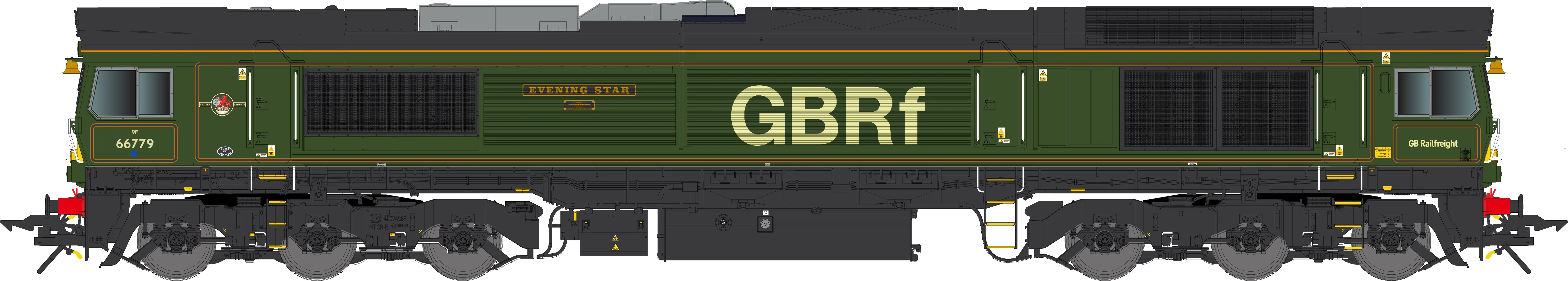 7D-066-007DS Class 66 779 'Evening Star' GBRF BR Green livery Diesel Locomotive - DCC Deluxe Sound Fitted