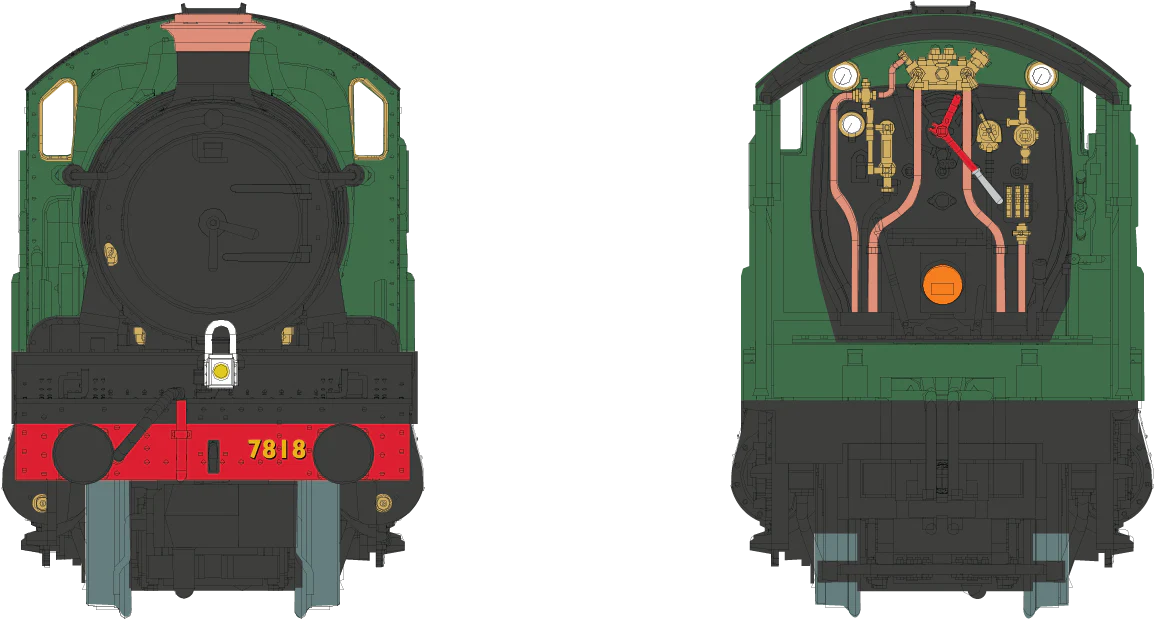 2S-001-005 4-6-0 Granville Manor 7818 Green Shirt Button Steam Locomotive - Image 3