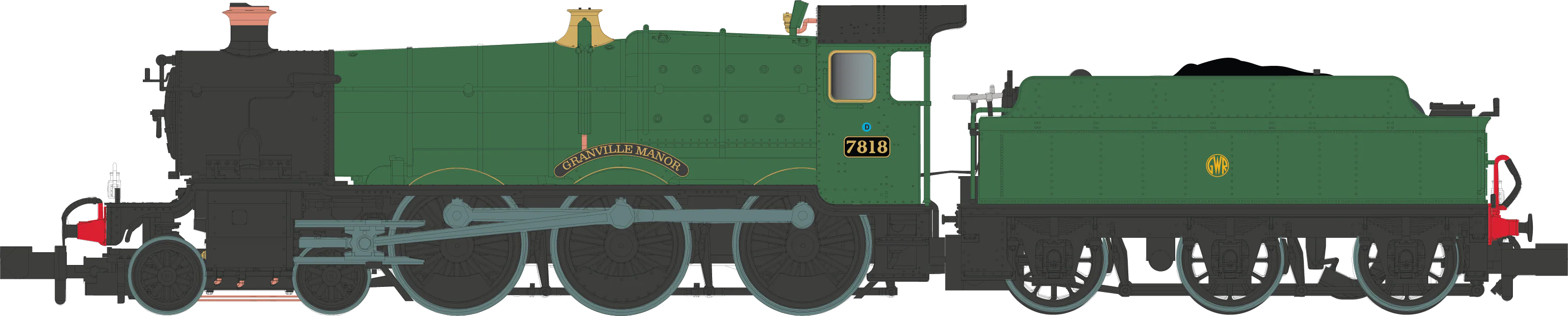 2S-001-005D 4-6-0 Granville Manor 7818 Green Shirt Button Steam Locomotive - DCC Fitted - Image 2