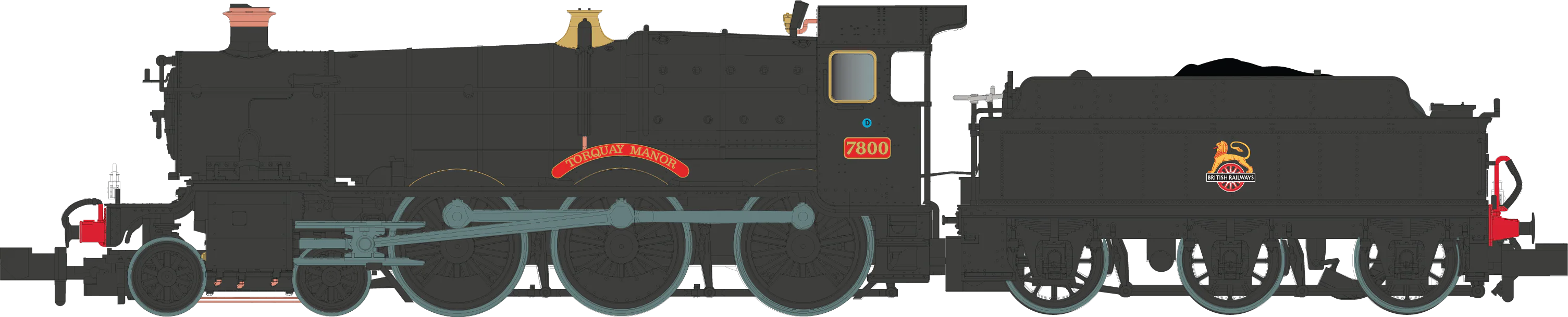2S-001-008S 4-6-0 Torquay Manor 7800 BR Black Large Early Crest Steam Locomotive - DCC Sound - Image 2