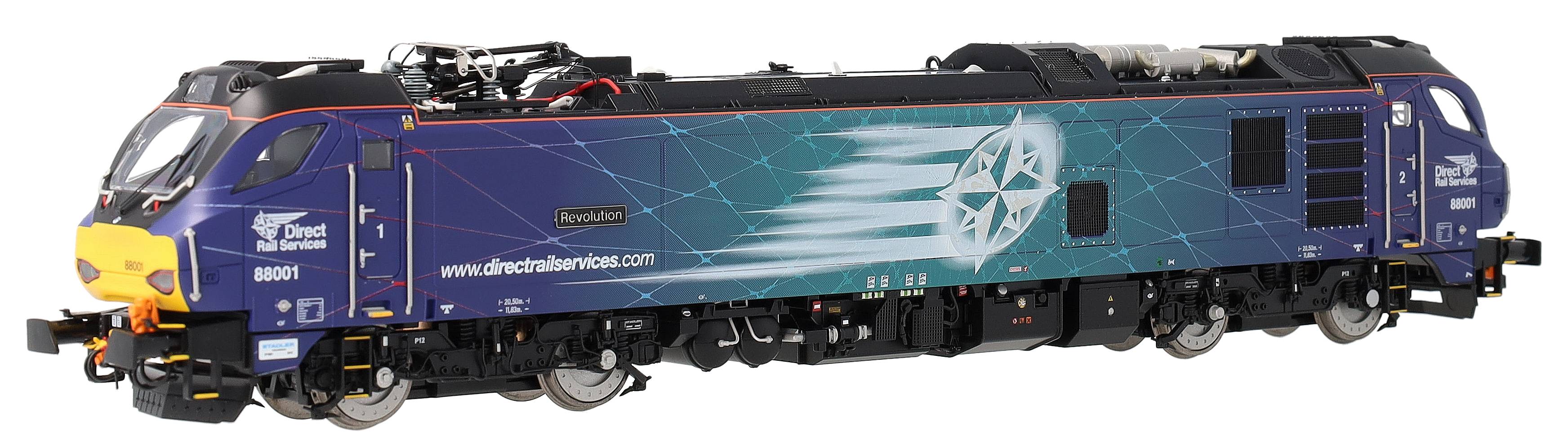 4D-088-001D Class 88 'Revolution' 88001 DRS Electro-Diesel Locomotive (DCC Fitted & Working Pantograph)