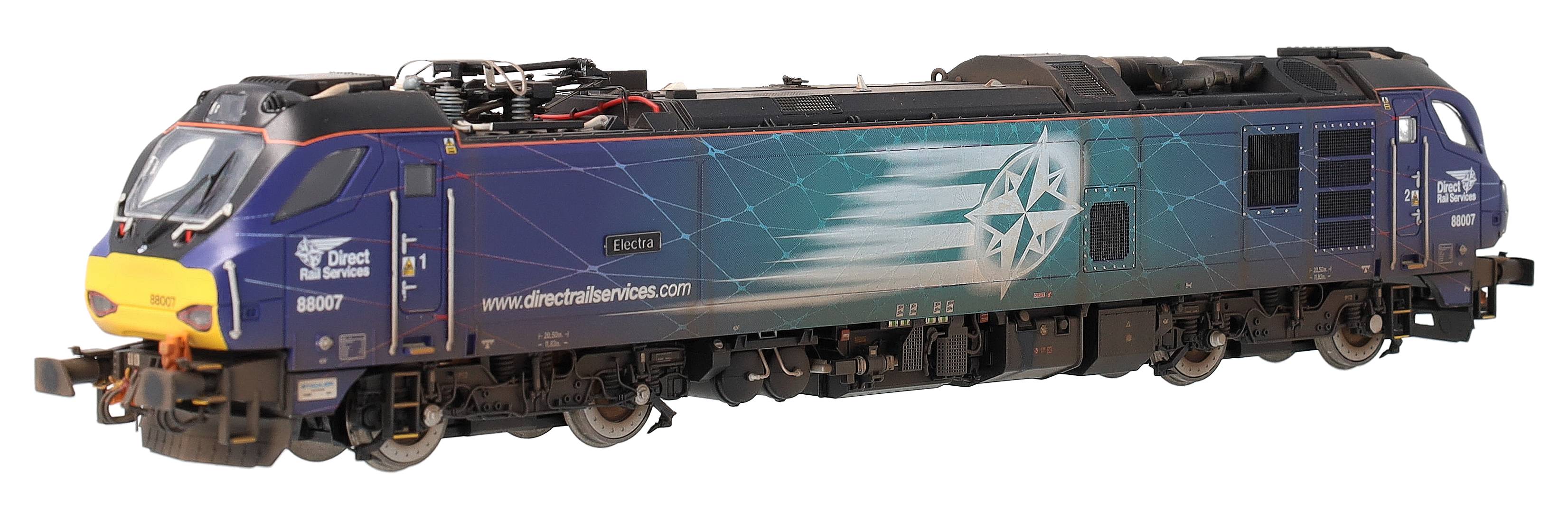 4D-088-003SW Highly Detailed Premium Weathered Class 88 'Electra' 88007 DRS Electro-Diesel Locomotive (DCC Sound & Working Pantograph)