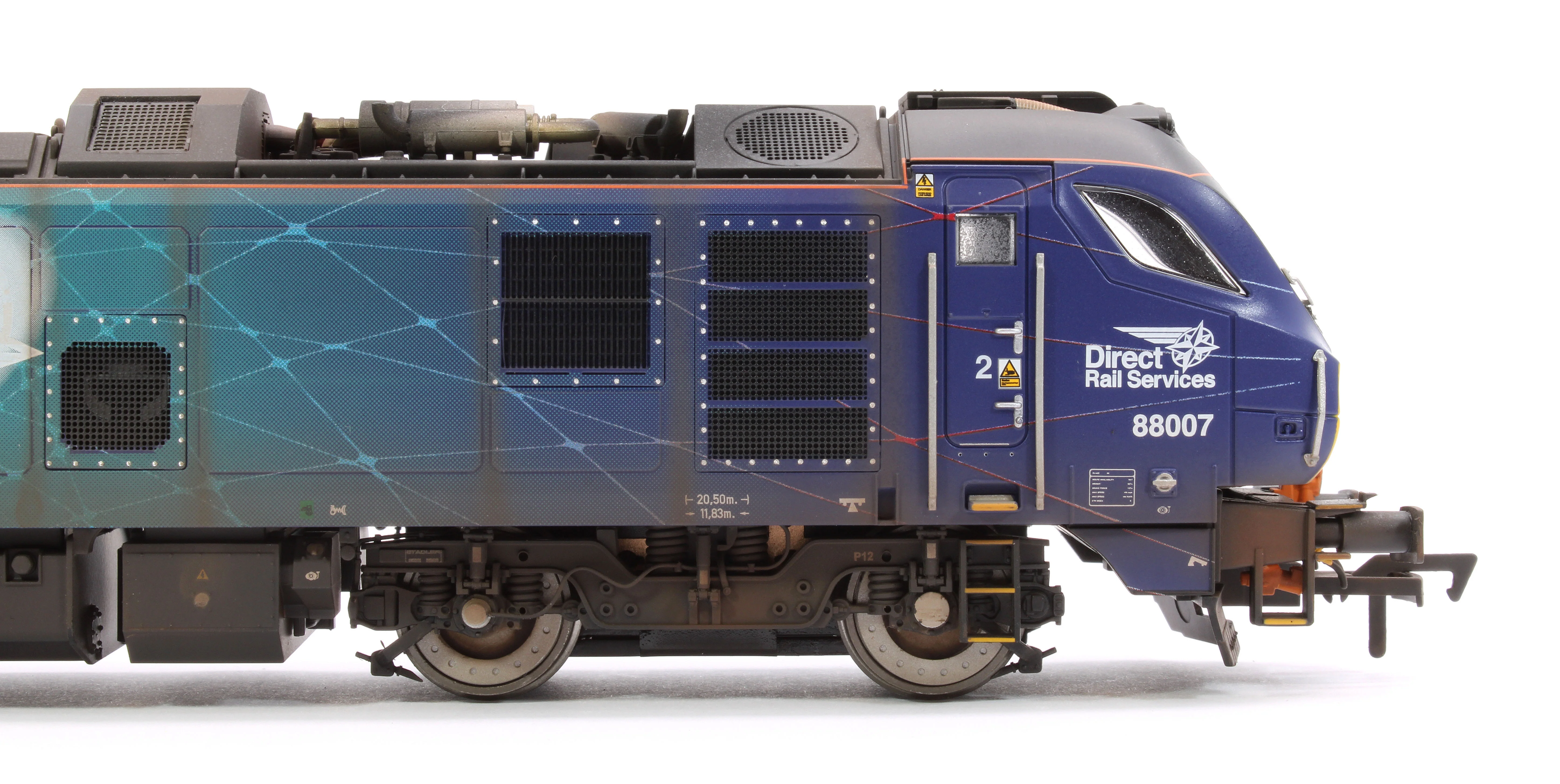 4D-088-003SW Highly Detailed Premium Weathered Class 88 'Electra' 88007 DRS Electro-Diesel Locomotive (DCC Sound & Working Pantograph) - Image 8