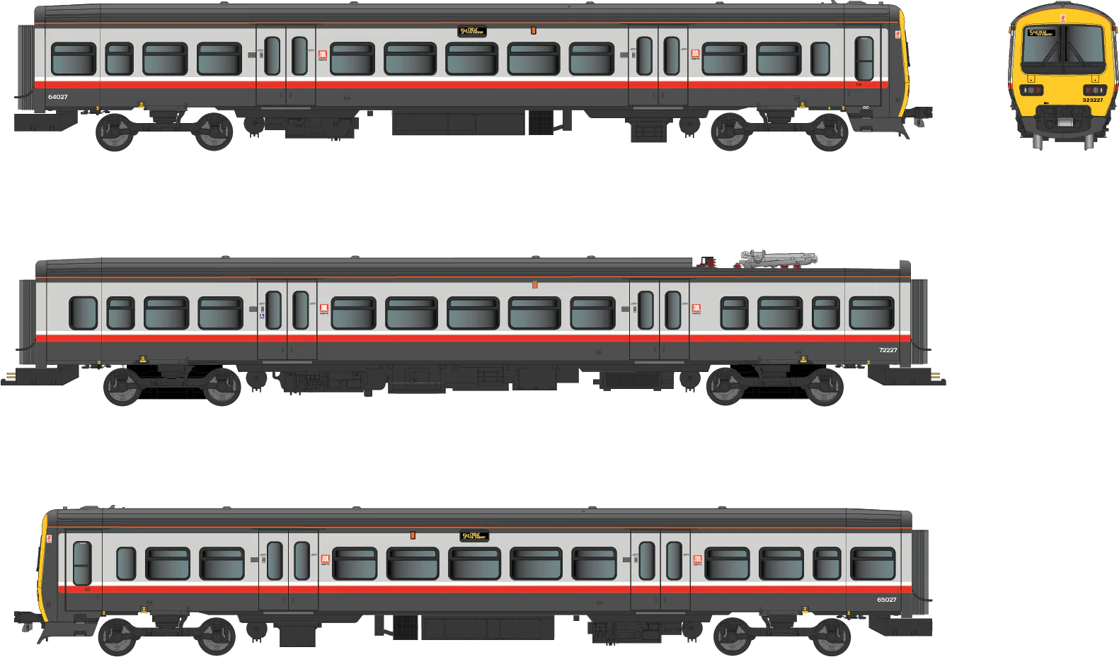 4D-323-002 Class 323 323227 Regional Railways Greater Manchester PTE 3 Car EMU Set