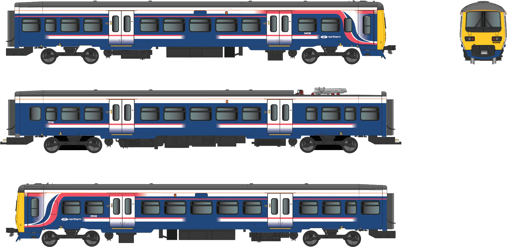 4D-323-004S Class 323 First North Western “Barbie” with Northern branding 3 Car EMU Set - DCC Sound Fitted