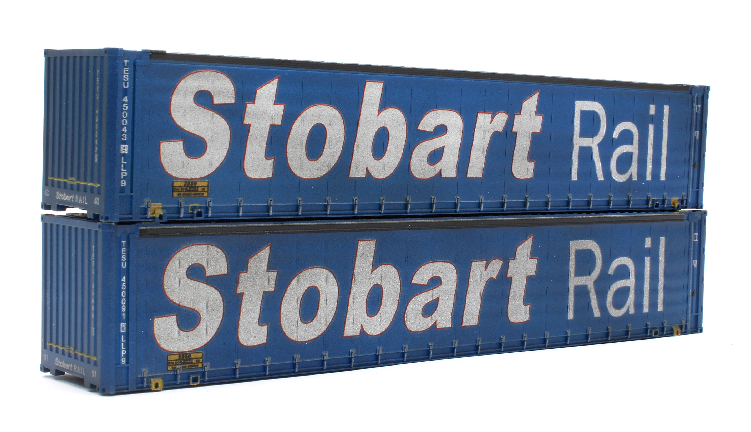 4F-028-155 45 FT Curtain Side Container Stobart Rail 450043-9 & 450091-1 - Weathered - Image 2