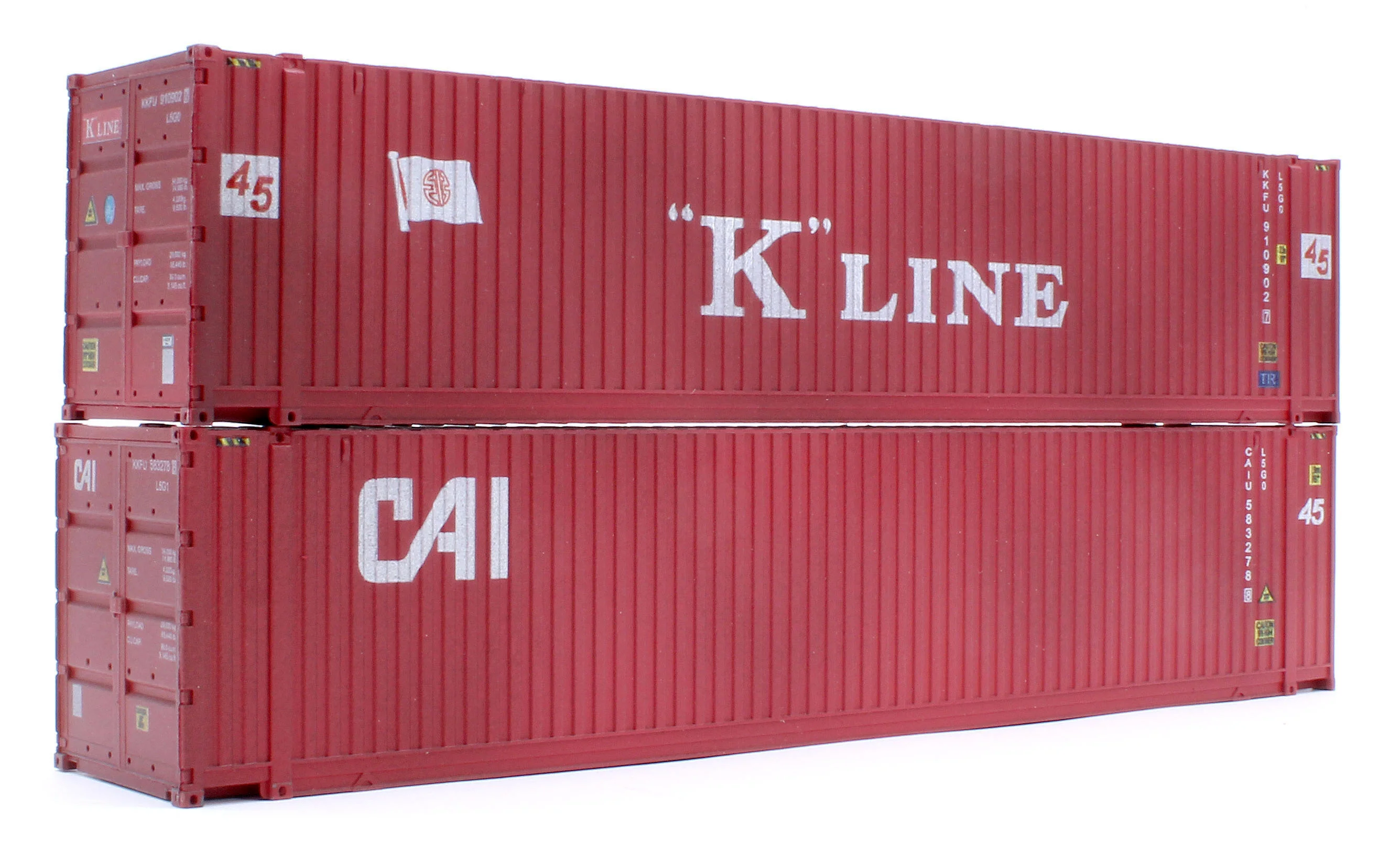 4F-028-220 45ft High Cube Container K Line & Cai Twin Pack - Weathered
