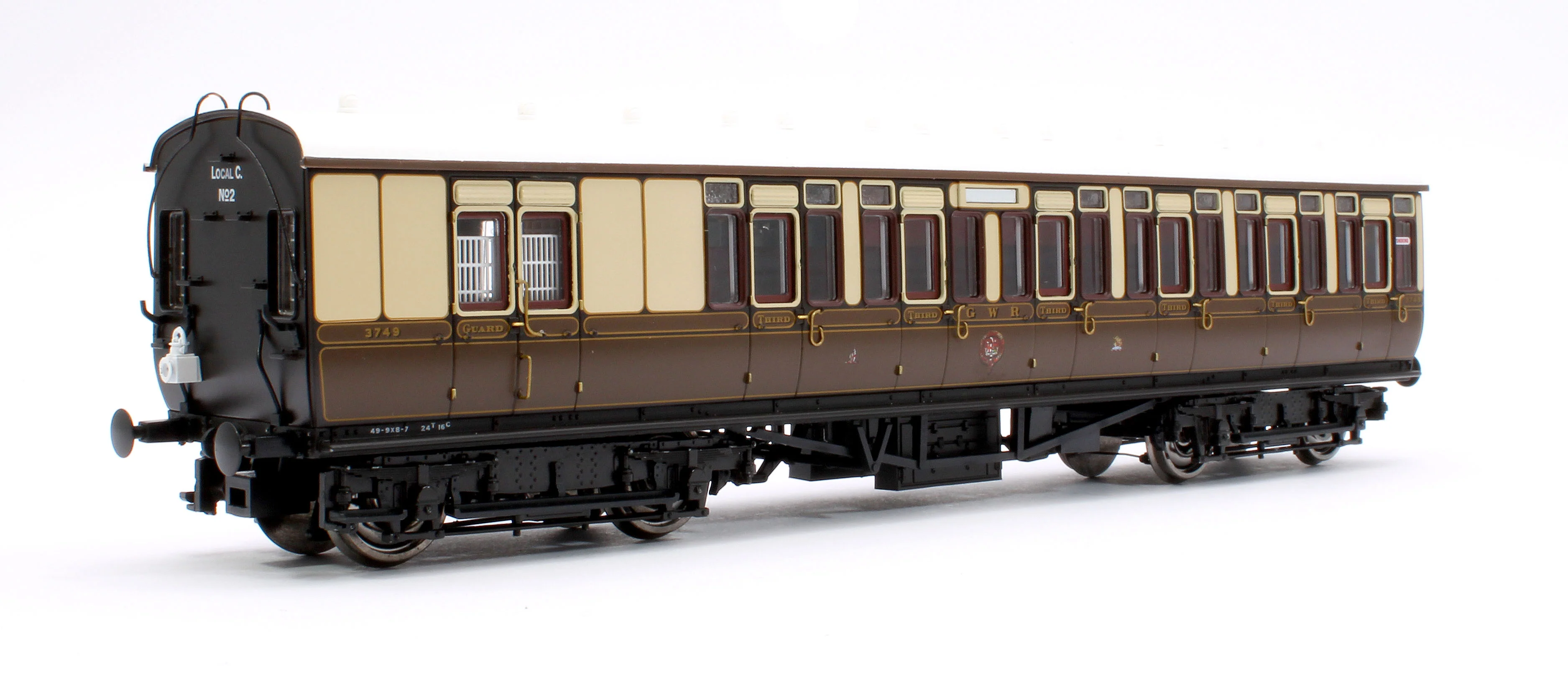 4P-020-101 GWR Toplight Mainline City Lined Chocolate & Cream 3rd Brake 3749 Set 2