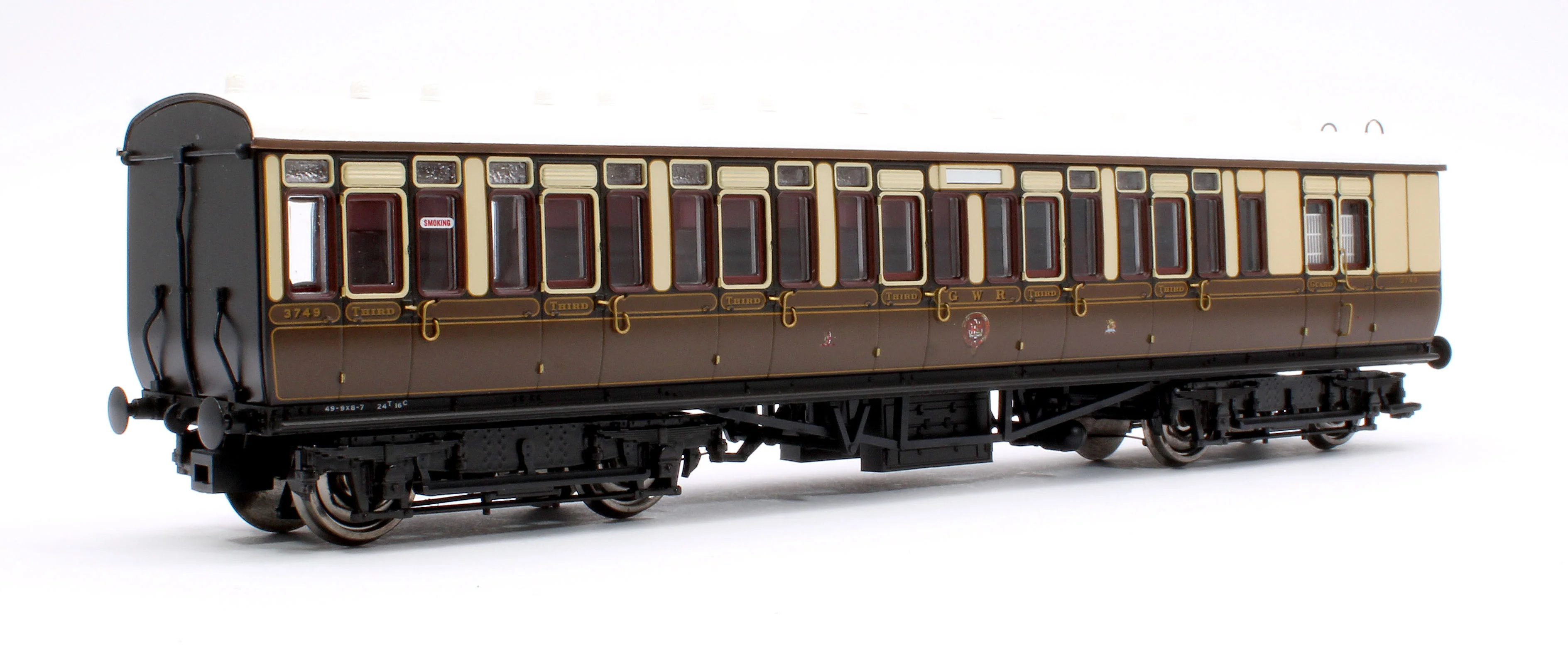 4P-020-101 GWR Toplight Mainline City Lined Chocolate & Cream 3rd Brake 3749 Set 2 - Image 3