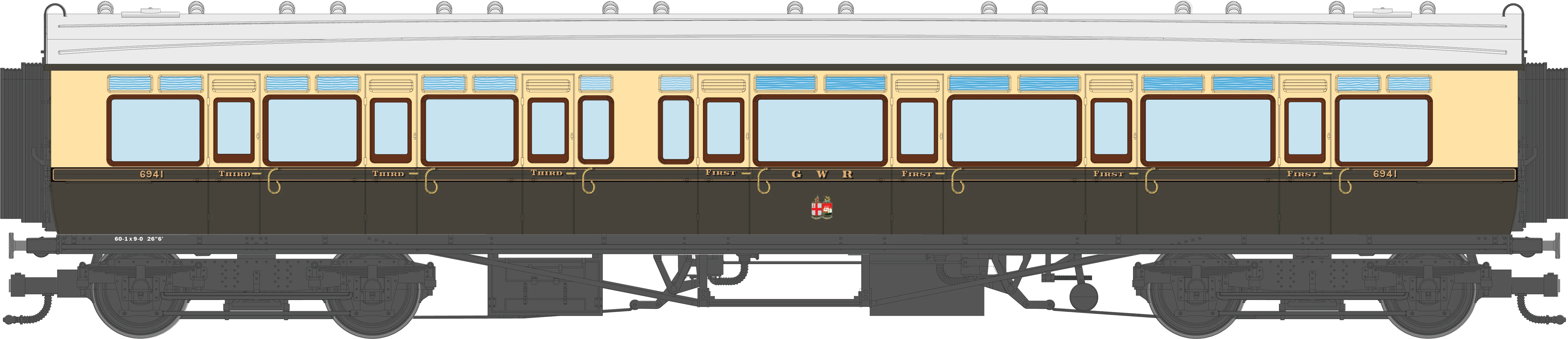 4P-021-203 Corridor GWR Toplight 1930 Chocolate & Cream Twin Cities Composite RH 6941