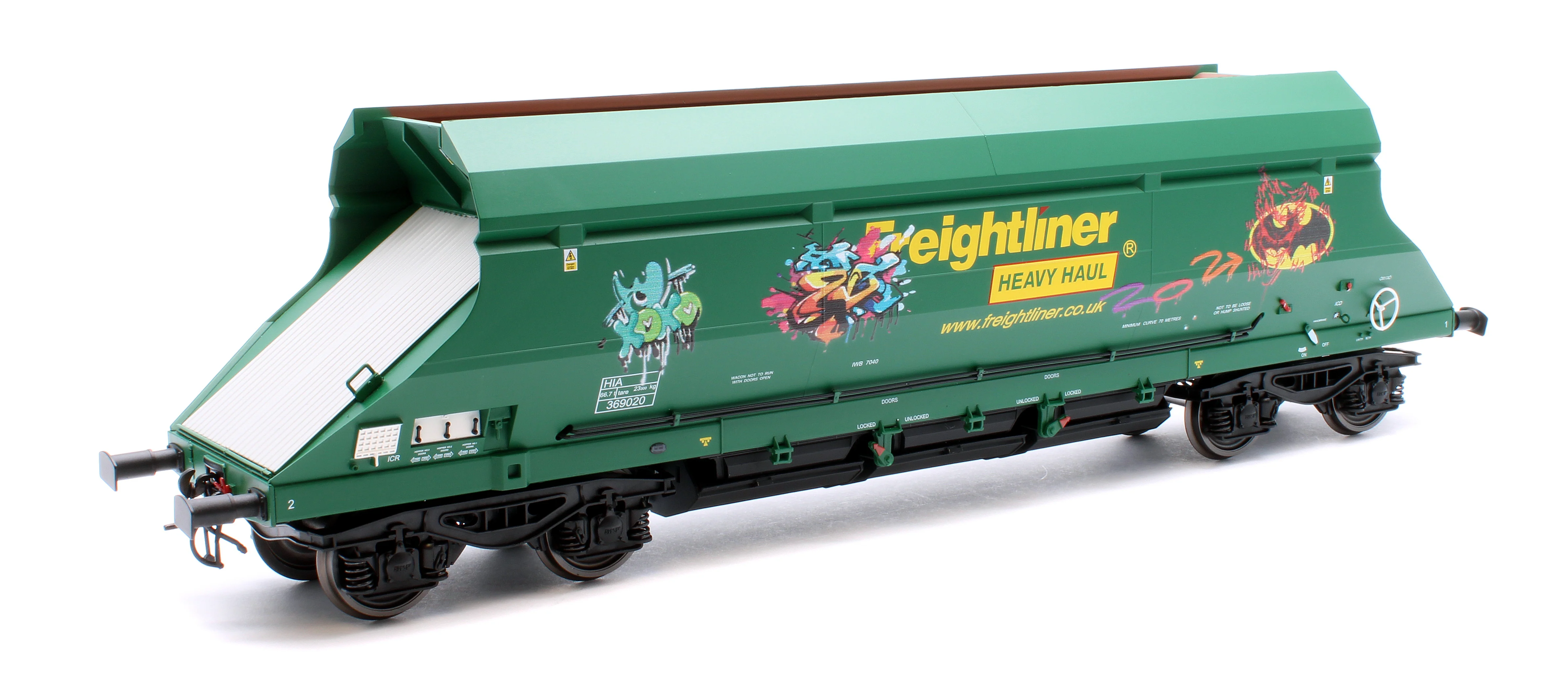 7F-026-006G HIA Freightliner Green Heavy Haul Limestone Hopper 369020 Graffiti