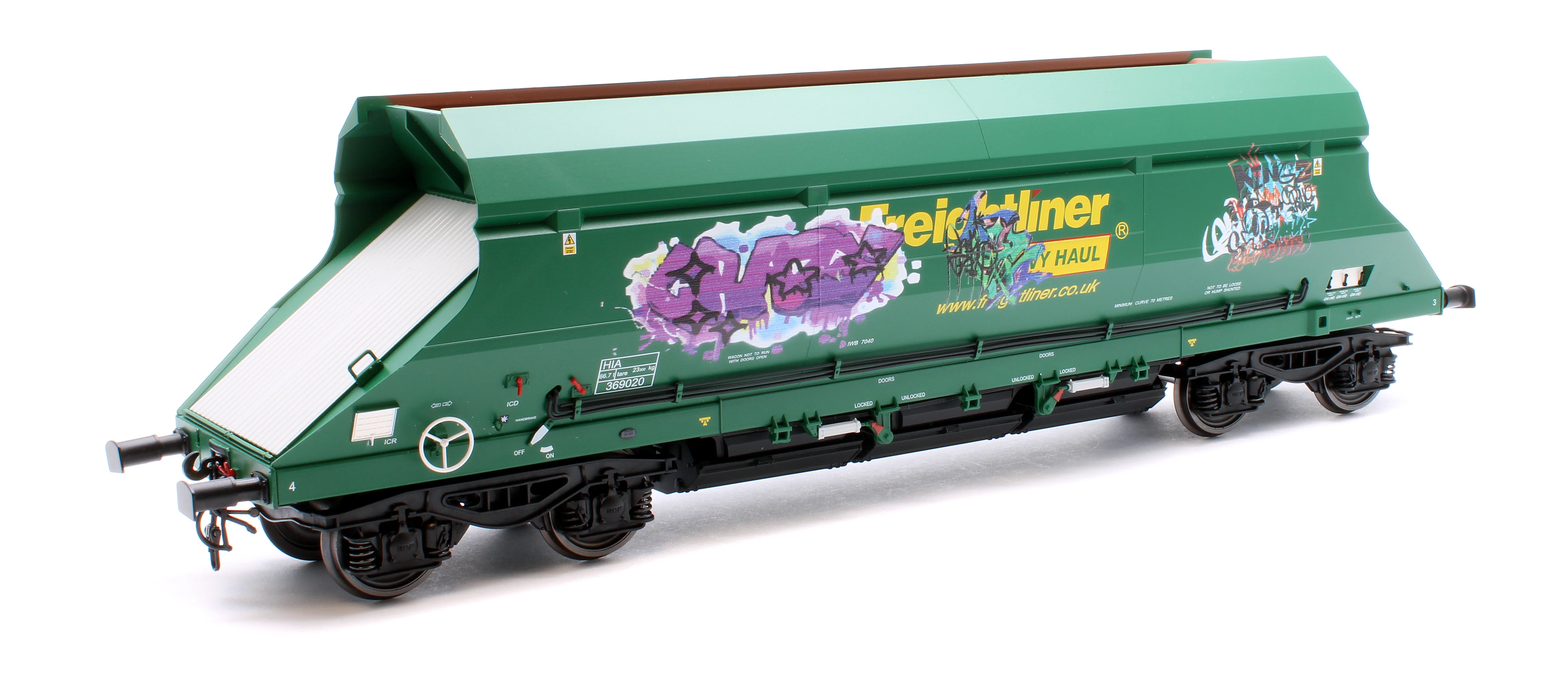 7F-026-006G HIA Freightliner Green Heavy Haul Limestone Hopper 369020 Graffiti - Image 2