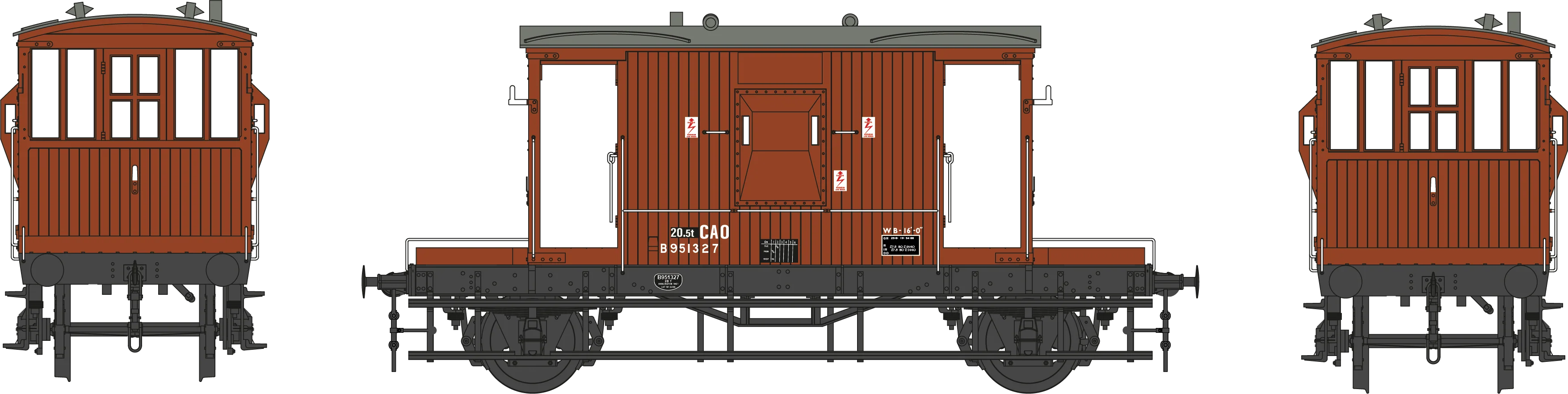 7F-200-018 BR 20T Brake Van Diagram 1/506 B951327 BR Bauxite CAO - Image 2