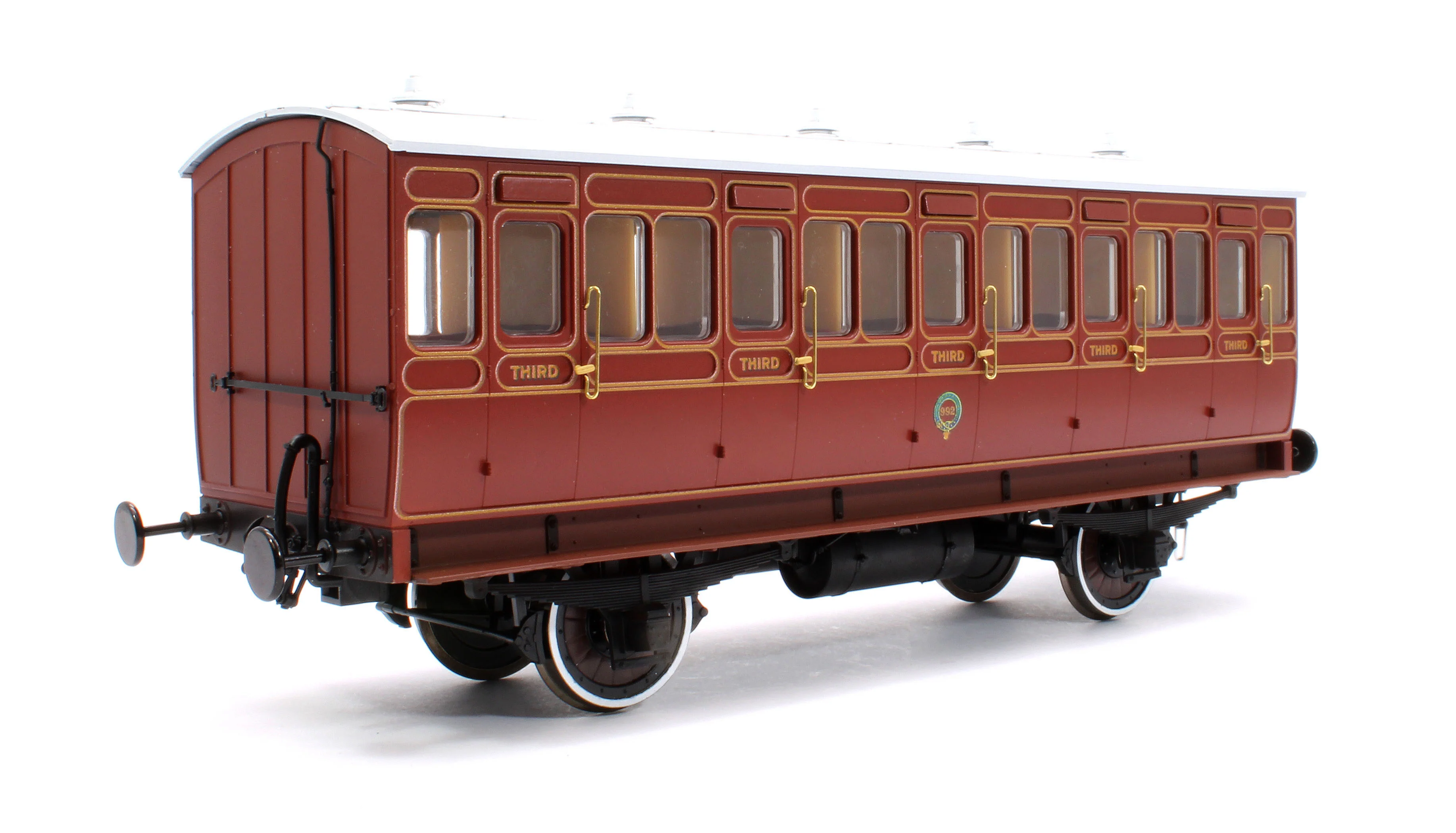 7P-020-680 Stroudley 4 Wheel Gas Lit 3rd Lined Brown 992